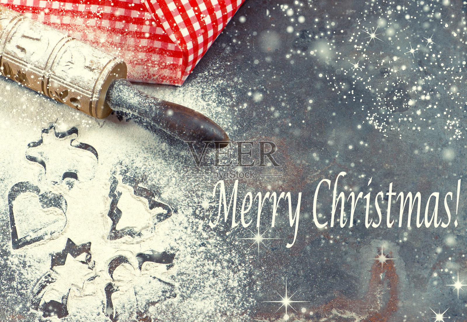 圣诞节假日概念：复古风格的雪景照片照片摄影图片