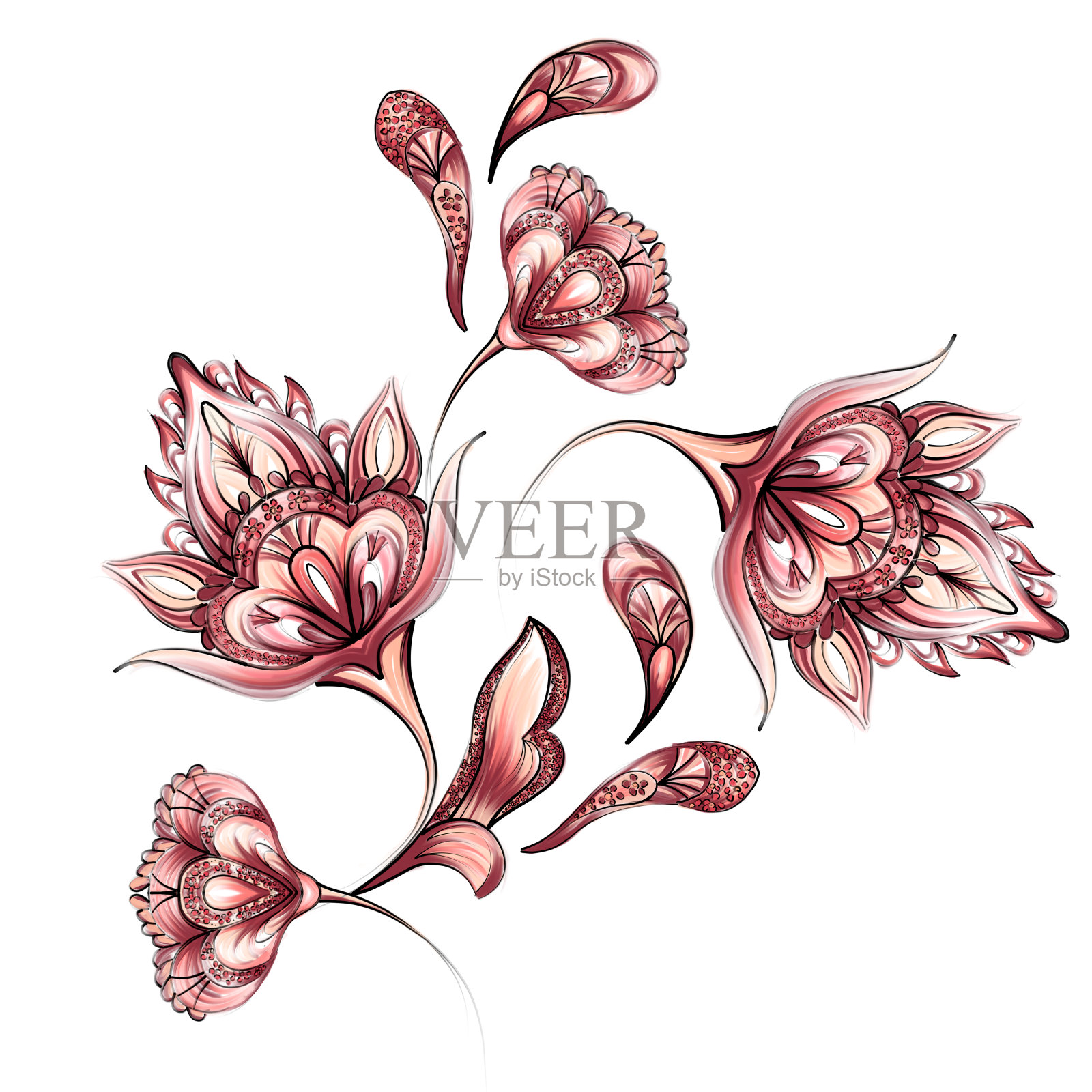 点缀民族花卉图案插画图片素材