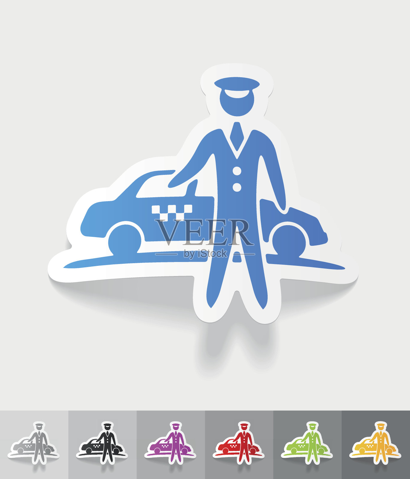 现实的设计元素。停车场和出租车插画图片素材