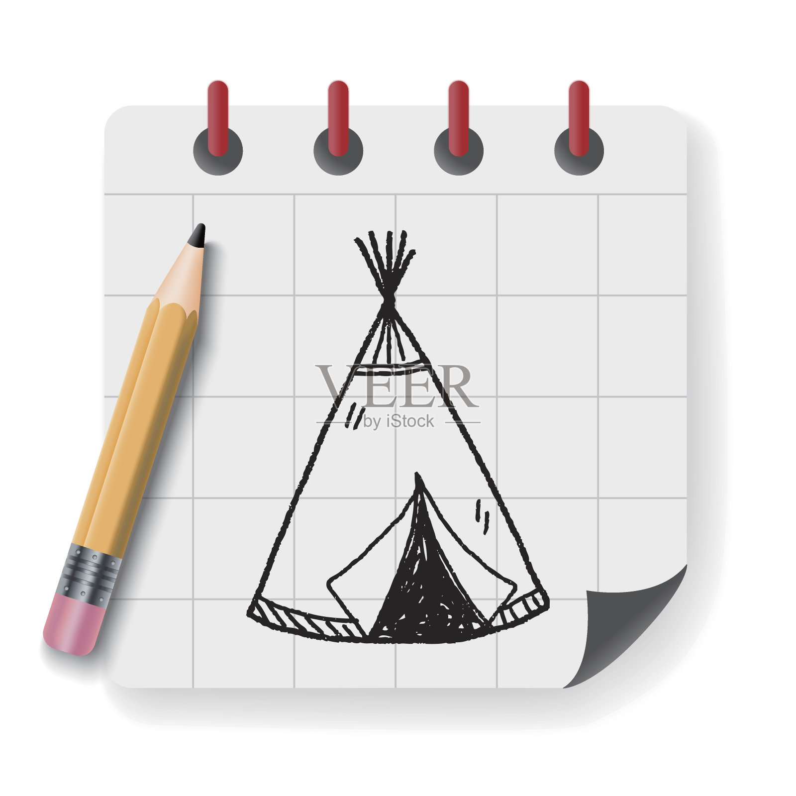 印第安人的帐篷涂鸦插画图片素材