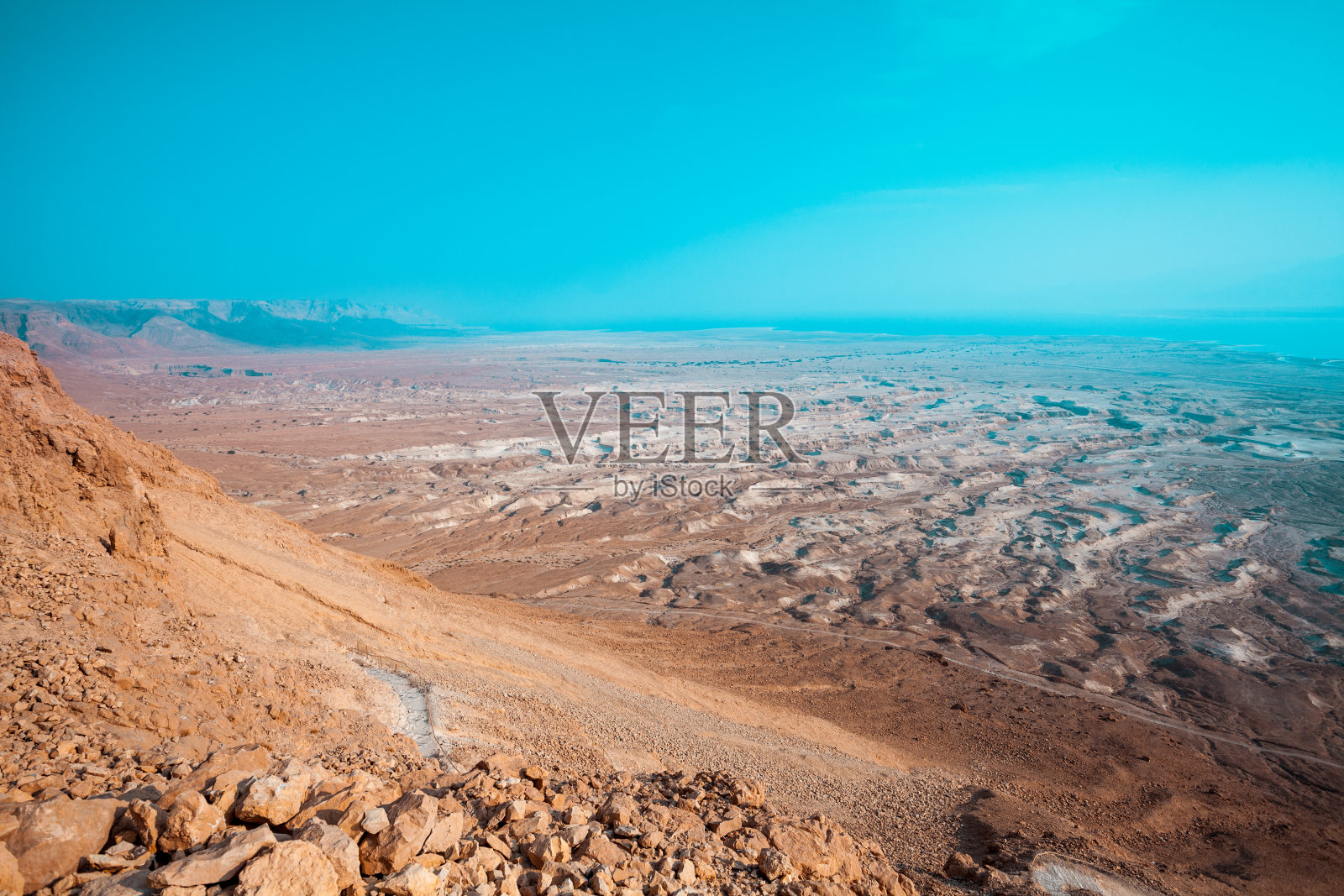 从Yair山，Ein Gedi看到的犹大沙漠。照片摄影图片