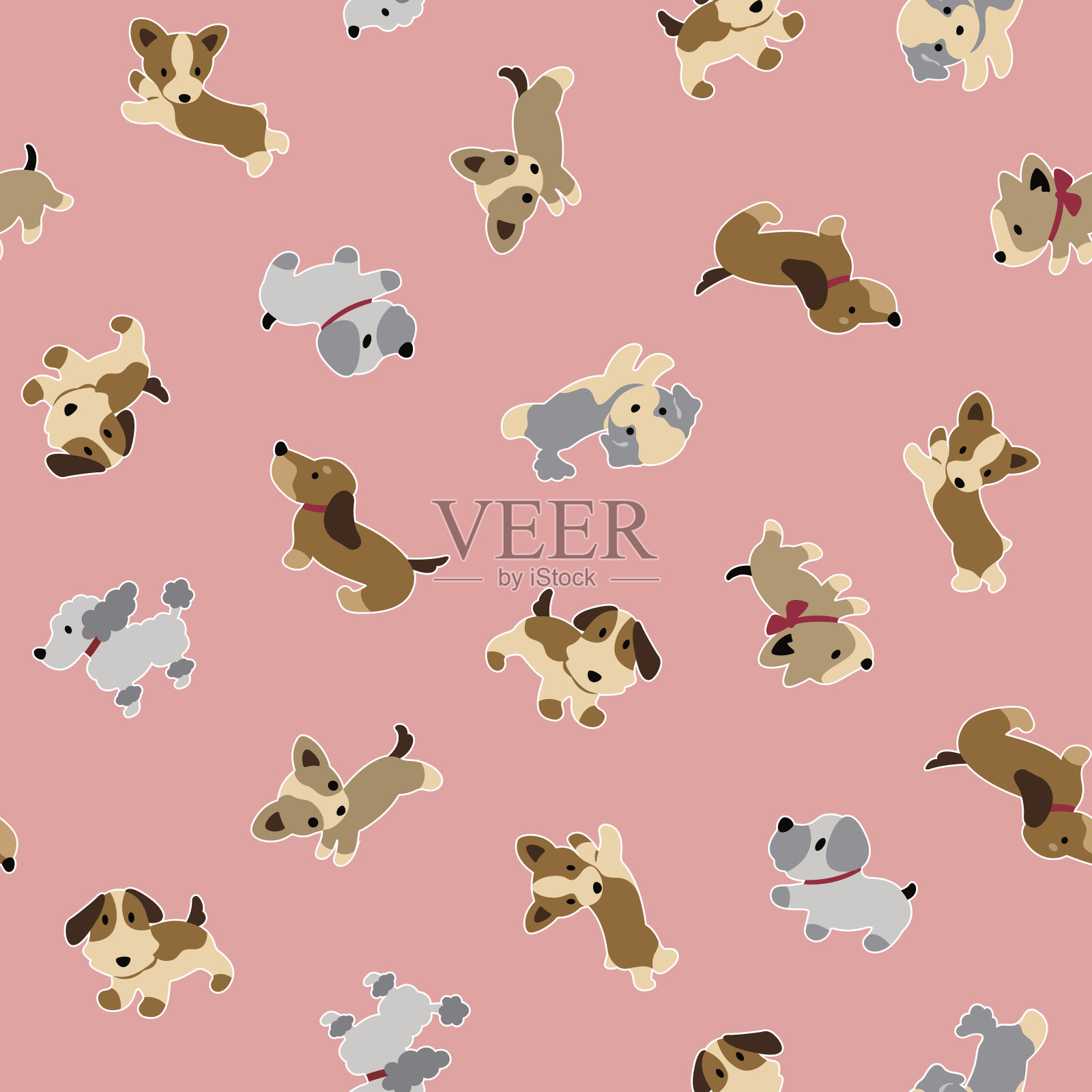 无缝的狗模式插画图片素材