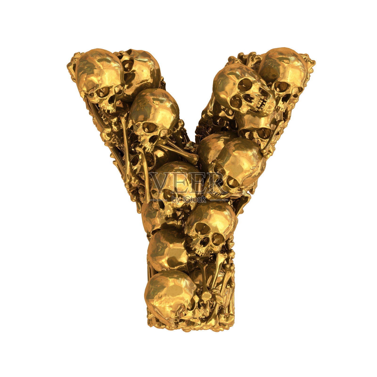 金色骷髅字体。照片摄影图片