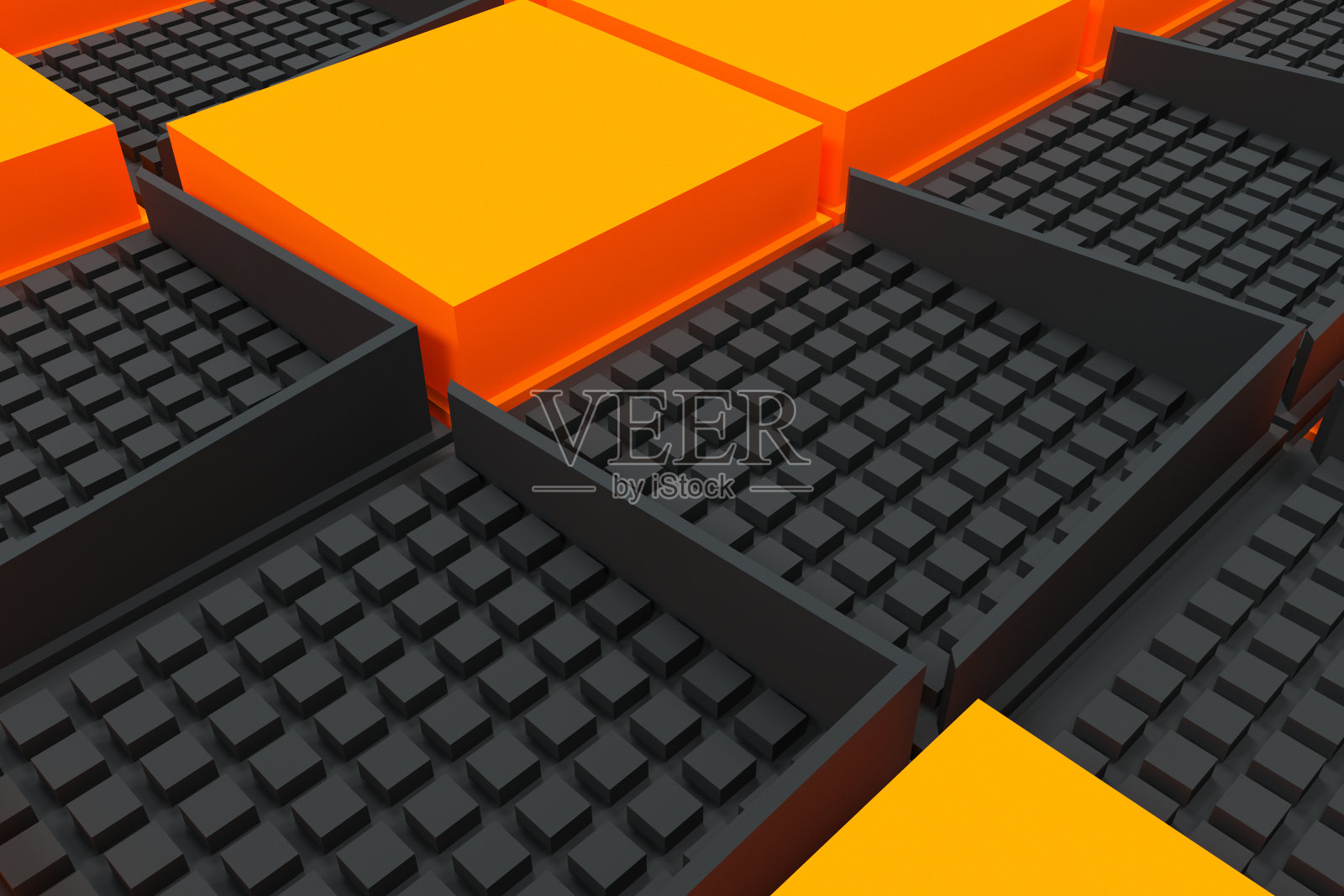 未来的工业背景由黑色和橙色的方形形状插画图片素材