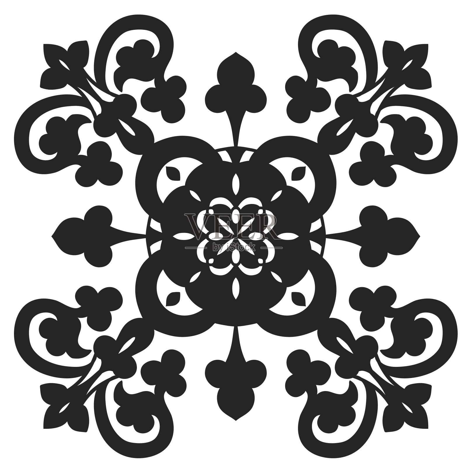 手绘模式的瓷砖在黑色和白色的颜色。意大利撒风格插画图片素材