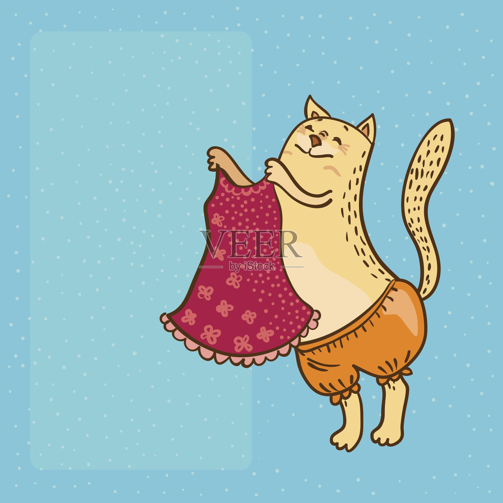 漂亮的凯蒂与粉红色的服装矢量插图插画图片素材