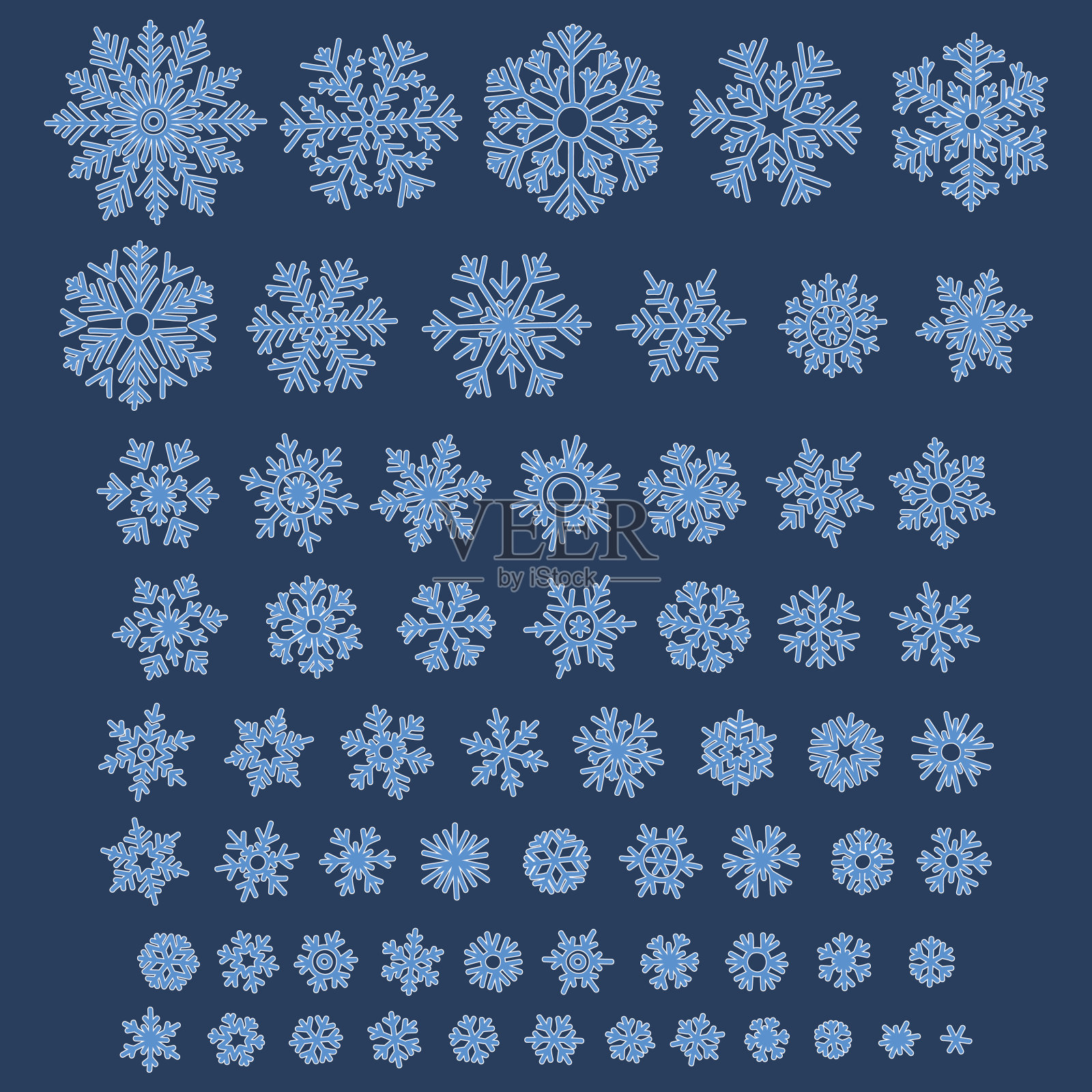 一组不同的手绘雪花插画图片素材