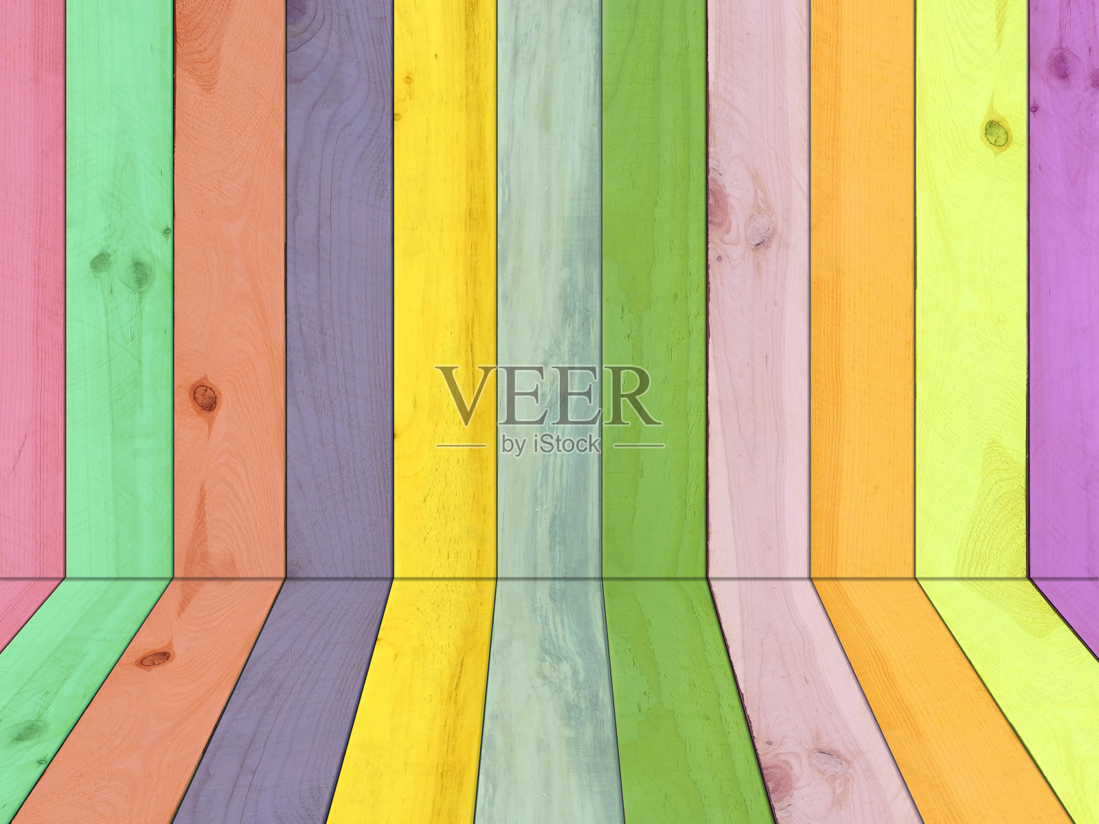 色彩斑斓的木墙房间为复制空间的背景。照片摄影图片