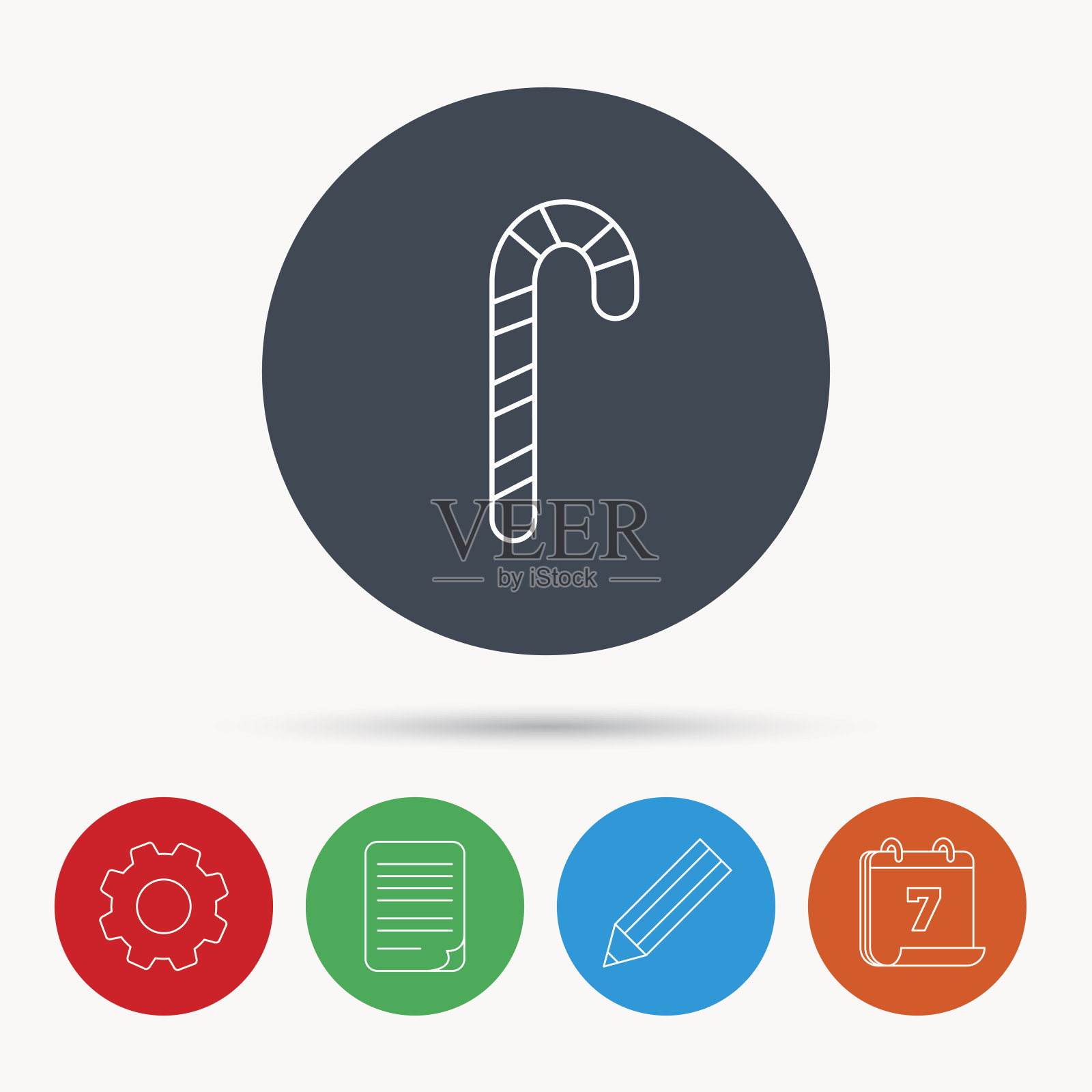 柺杖糖图标。甜糖棒棒糖的标志。插画图片素材