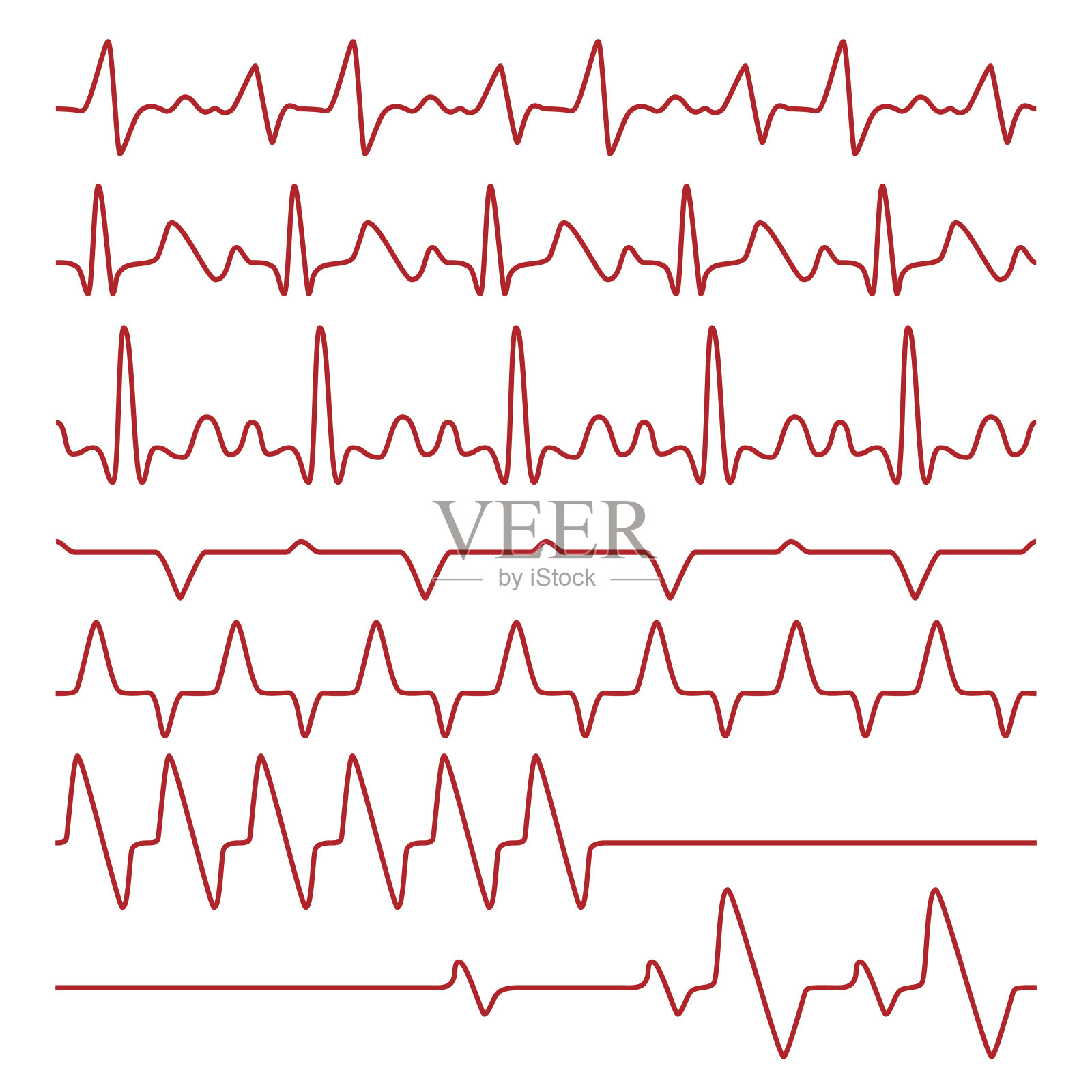 线矢量心电图或心电图在监视器上，心跳医学符号插画图片素材
