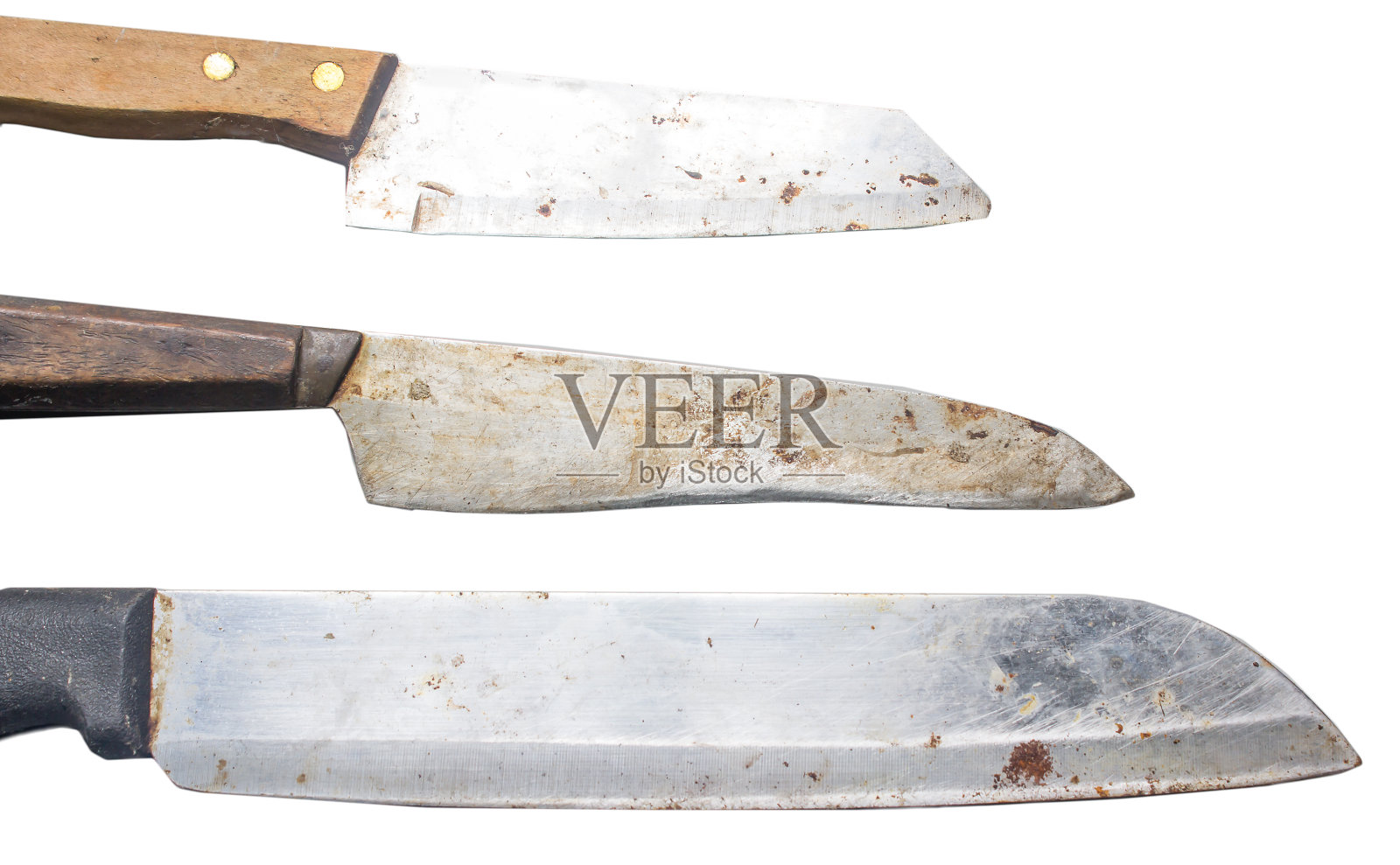 老厨师长套厨刀孤立照片摄影图片