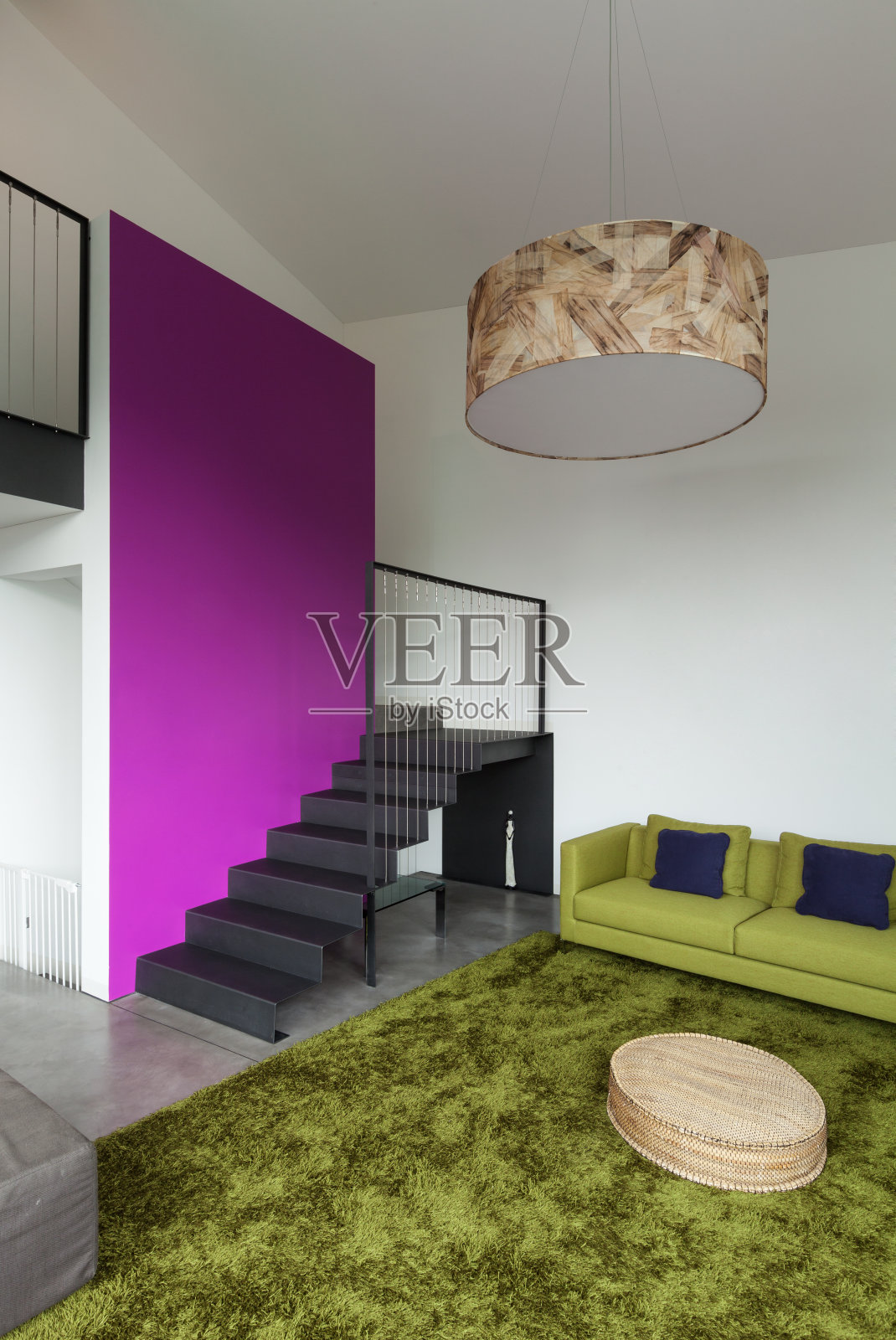 公寓配有家具，客厅景观照片摄影图片