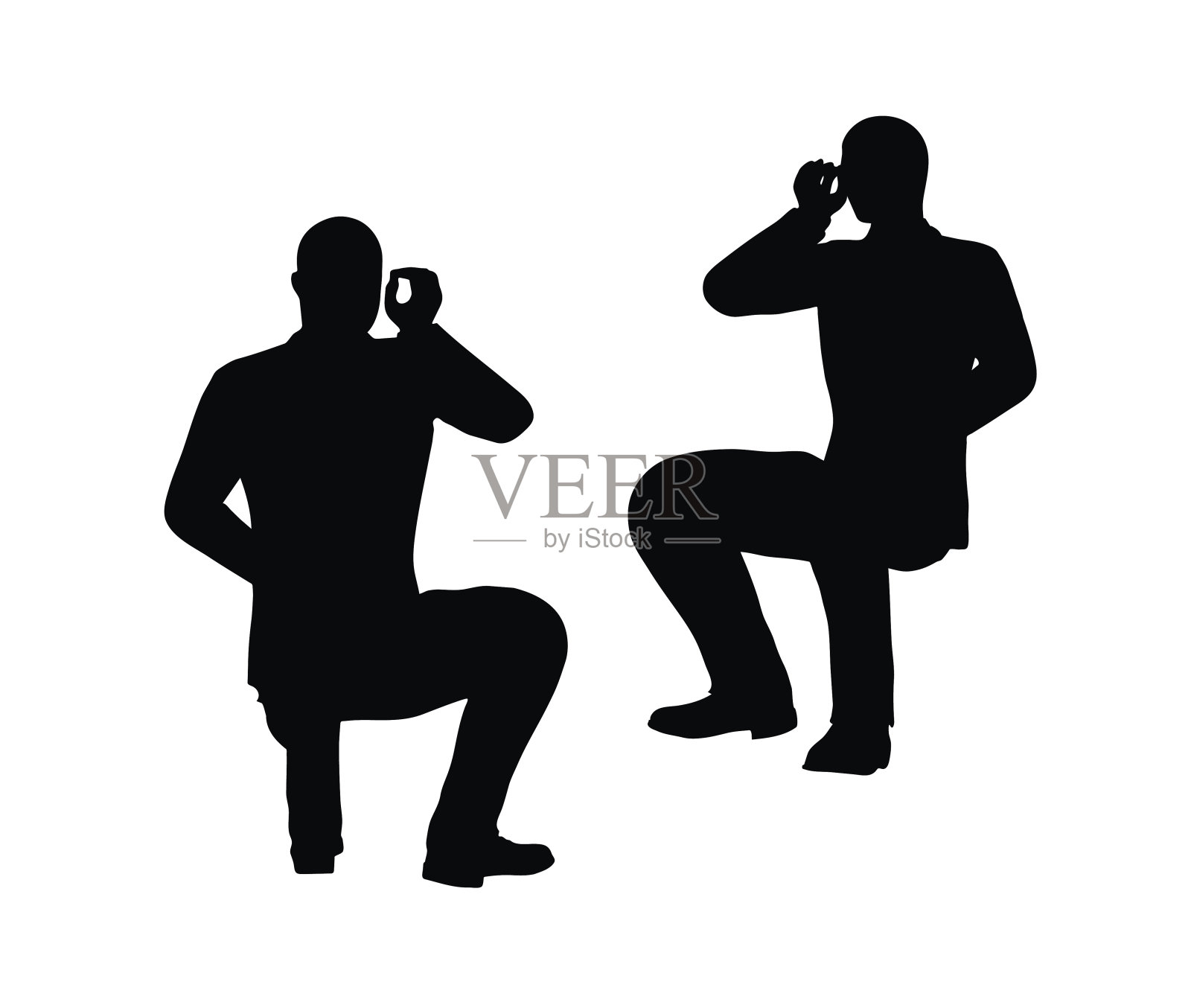 商人在办公室摆出剪影的姿势设计元素图片