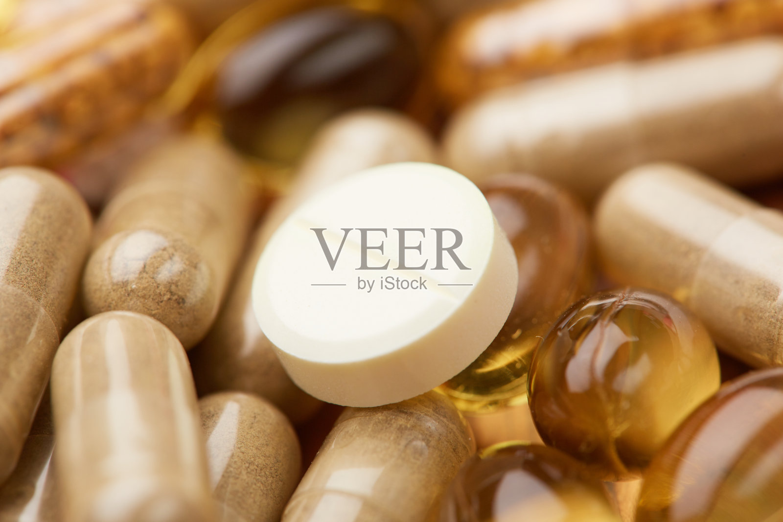 不同的药片和补充剂照片摄影图片