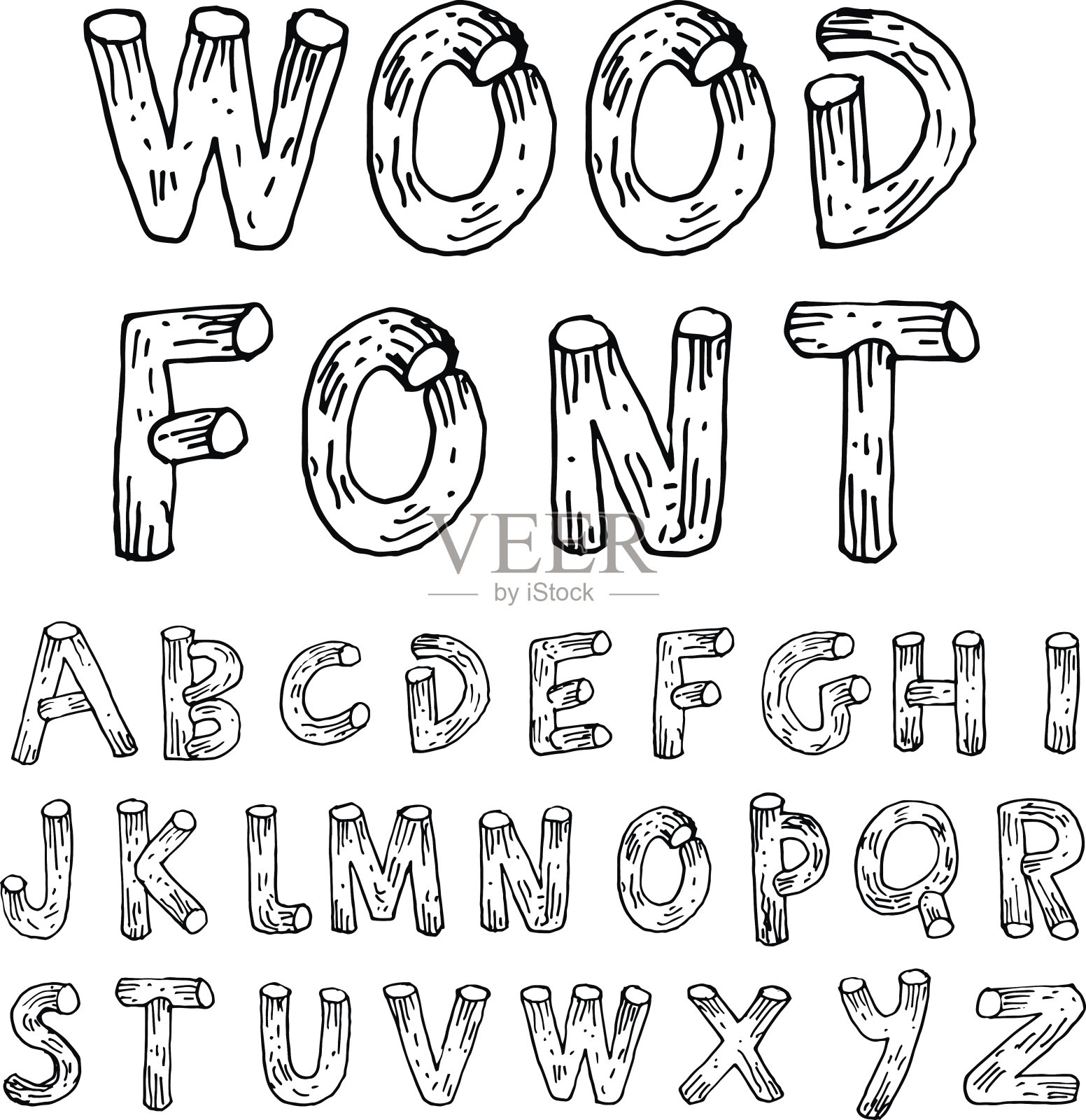 手绘字母表。向量设计元素图片