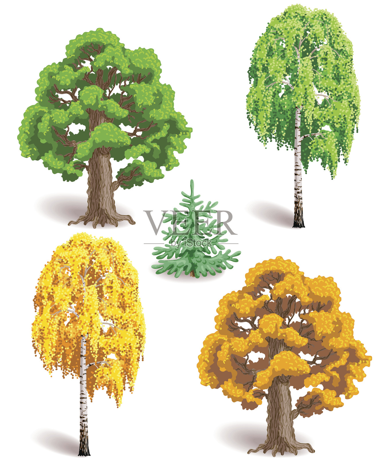 夏秋树木设计元素图片