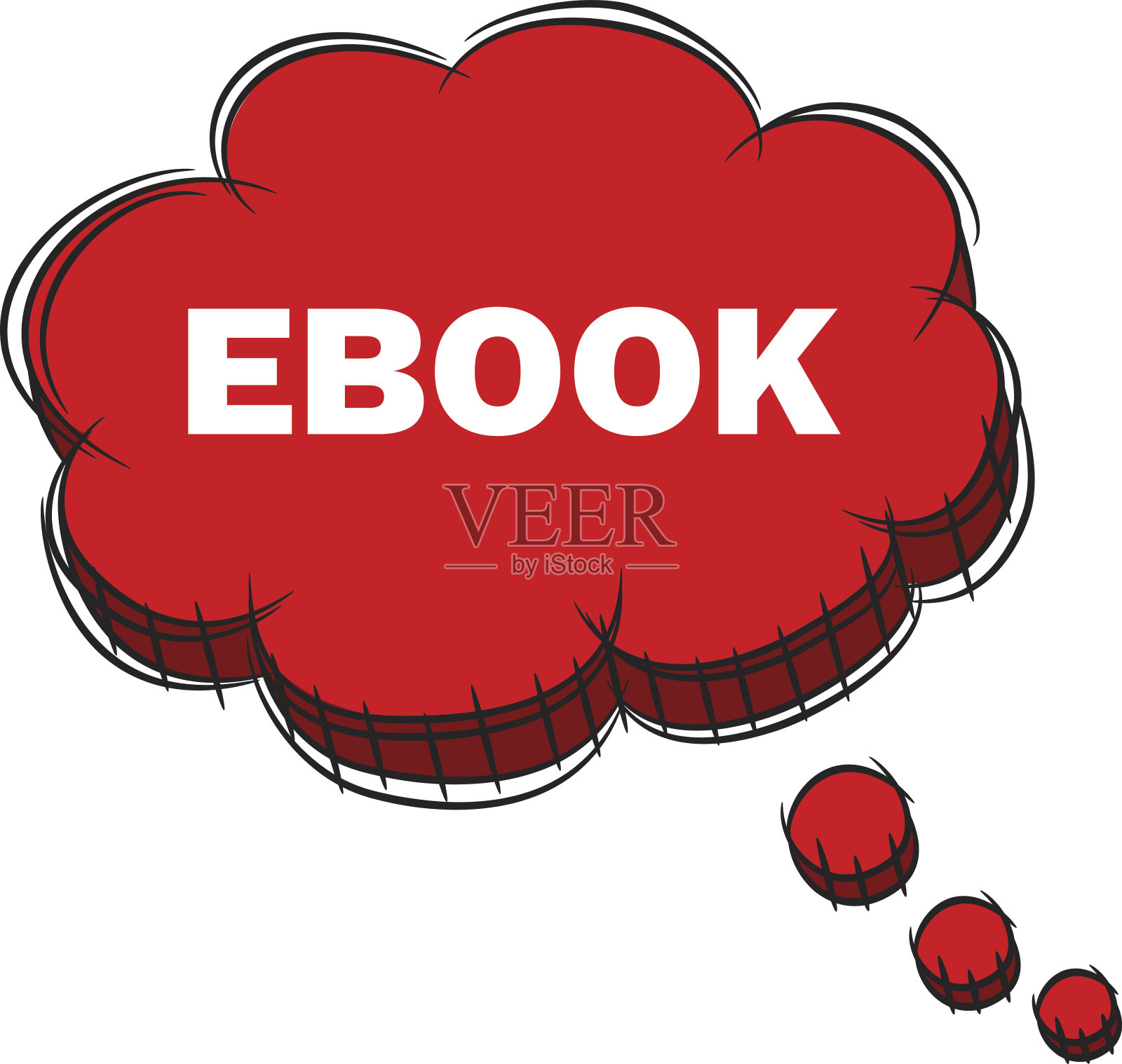 红色3D语音气泡文本电子书矢量。EPS8。插画图片素材