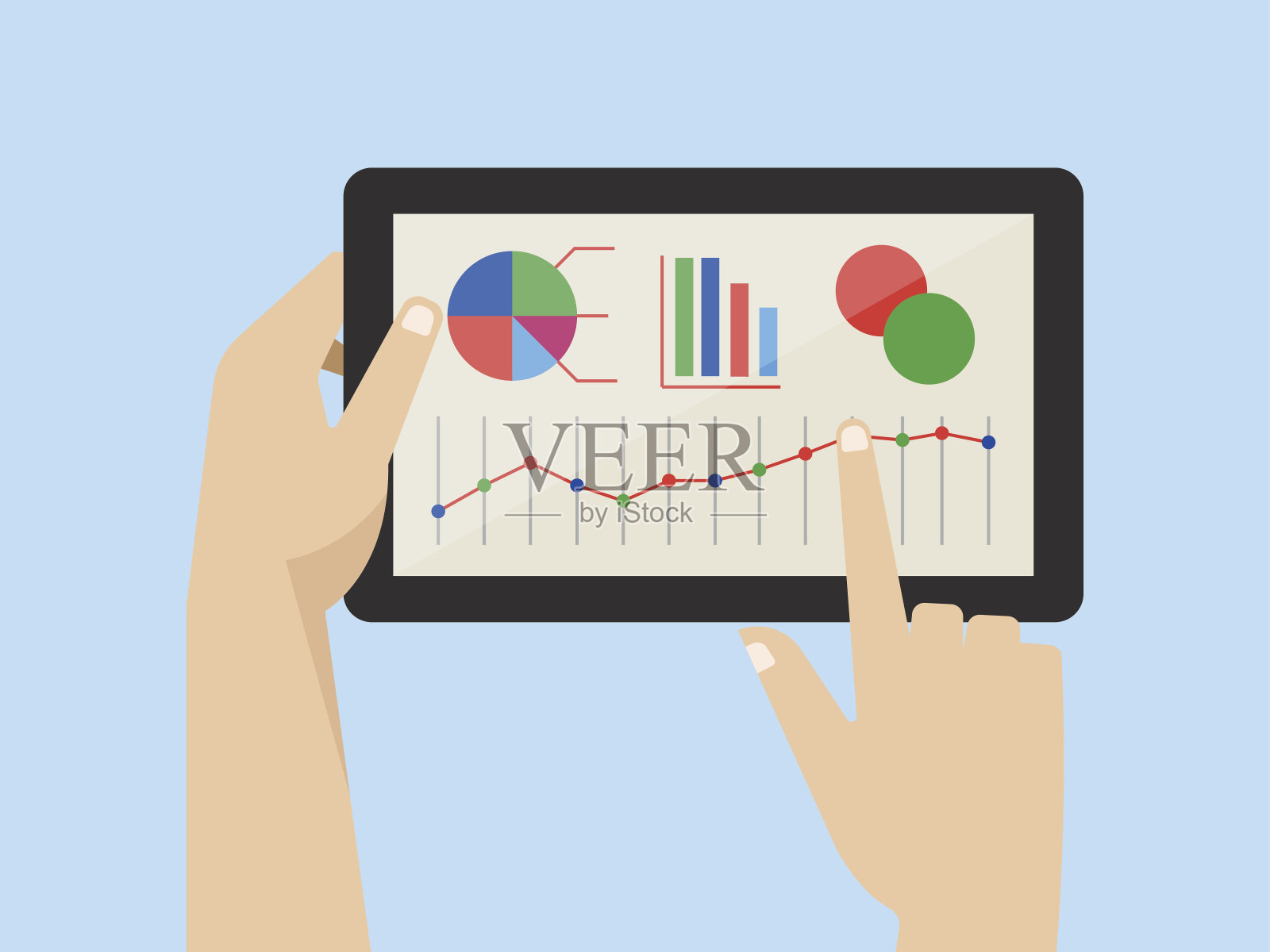 平板电脑上的信息图形元素在屏幕上插画图片素材