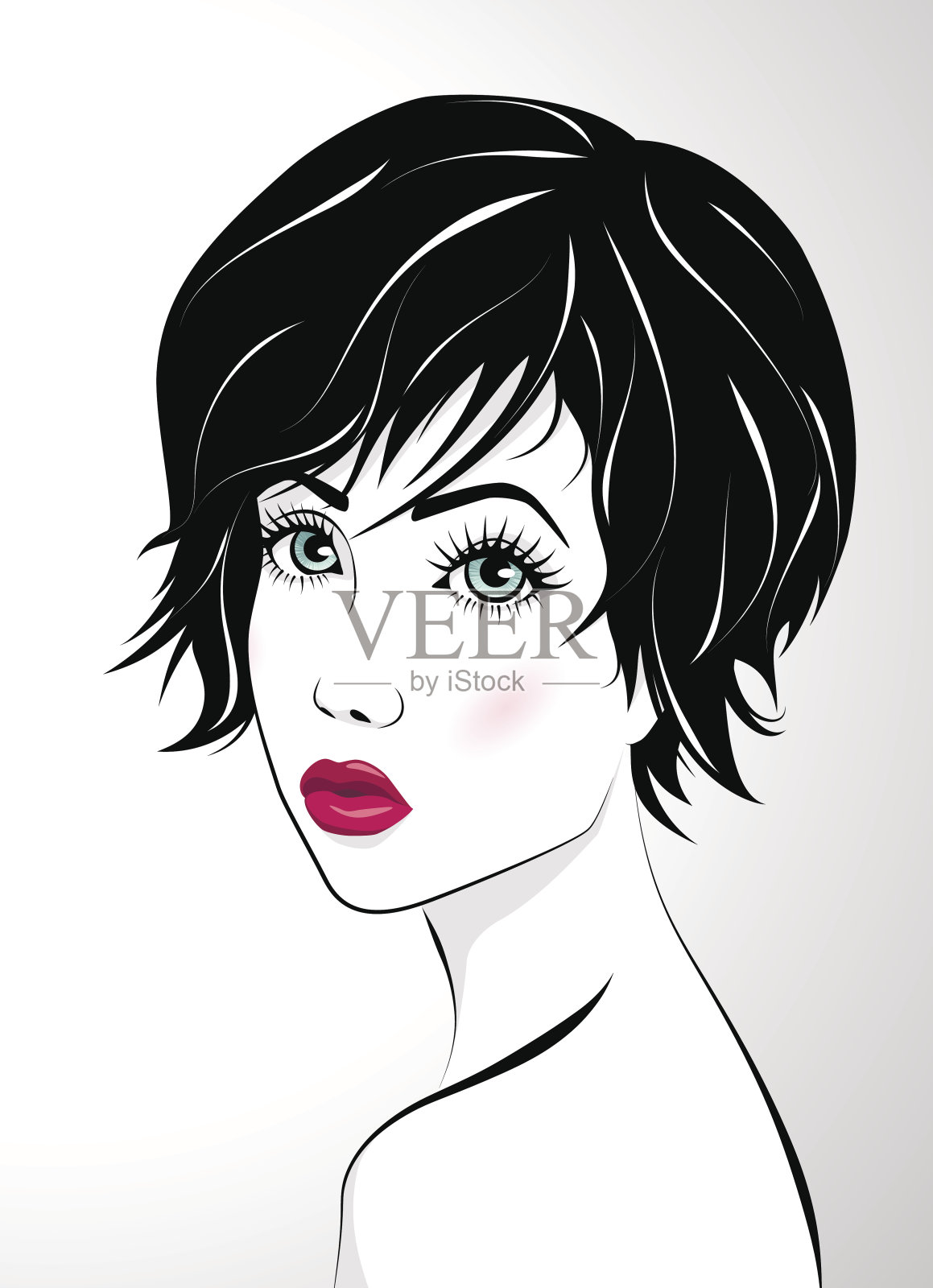 年轻漂亮的女孩插画图片素材