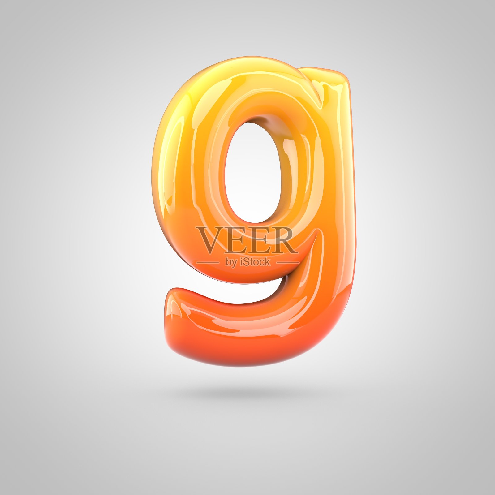 光滑的橙色和黄色梯度油漆字母G小写孤立在白色背景照片摄影图片