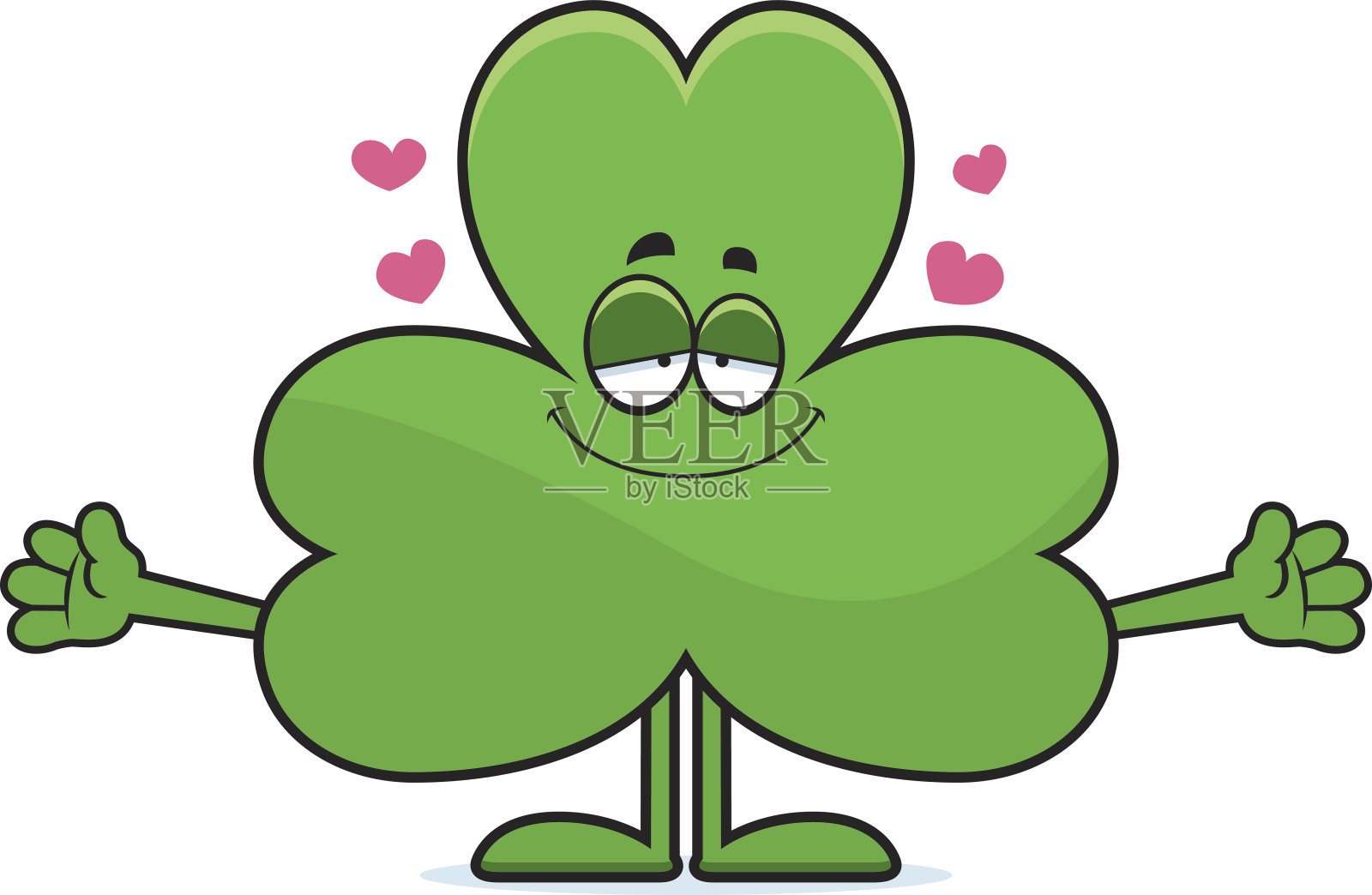 卡通三叶草拥抱设计元素图片