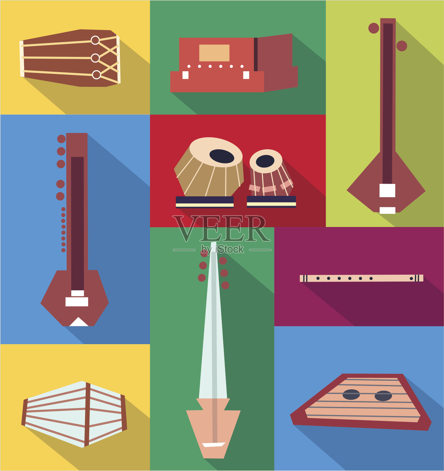 向量印度乐器插画图片素材