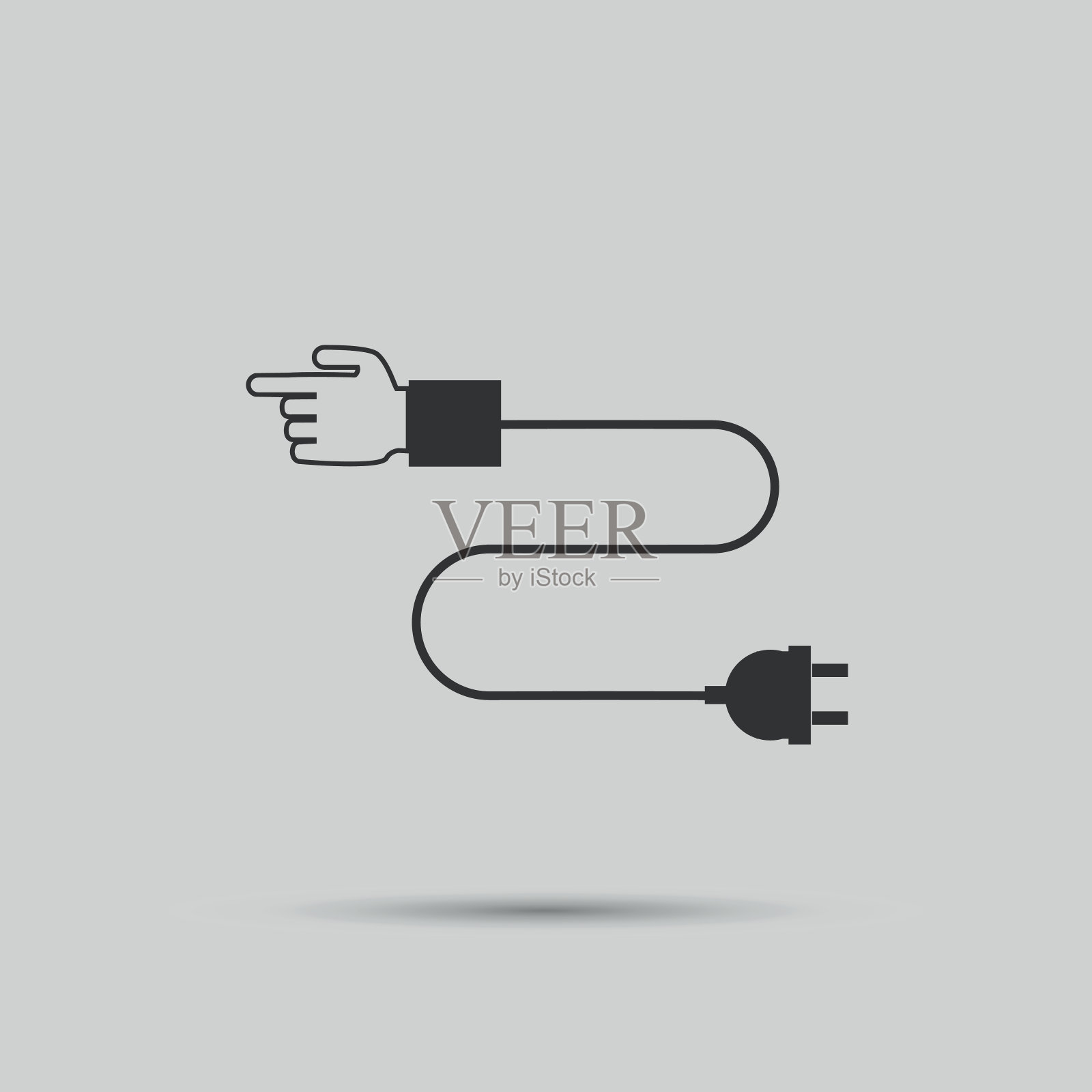 手动电线连接到电源插头设计元素图片