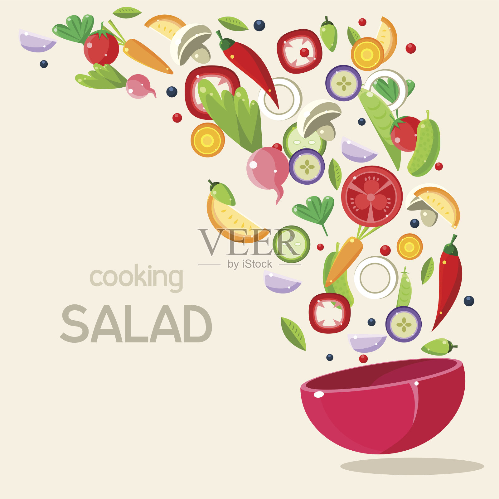 烹饪沙拉。矢量图插画图片素材