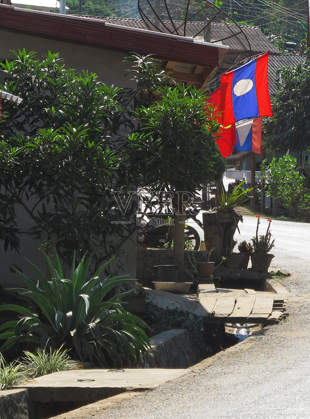 老挝的街道照片摄影图片