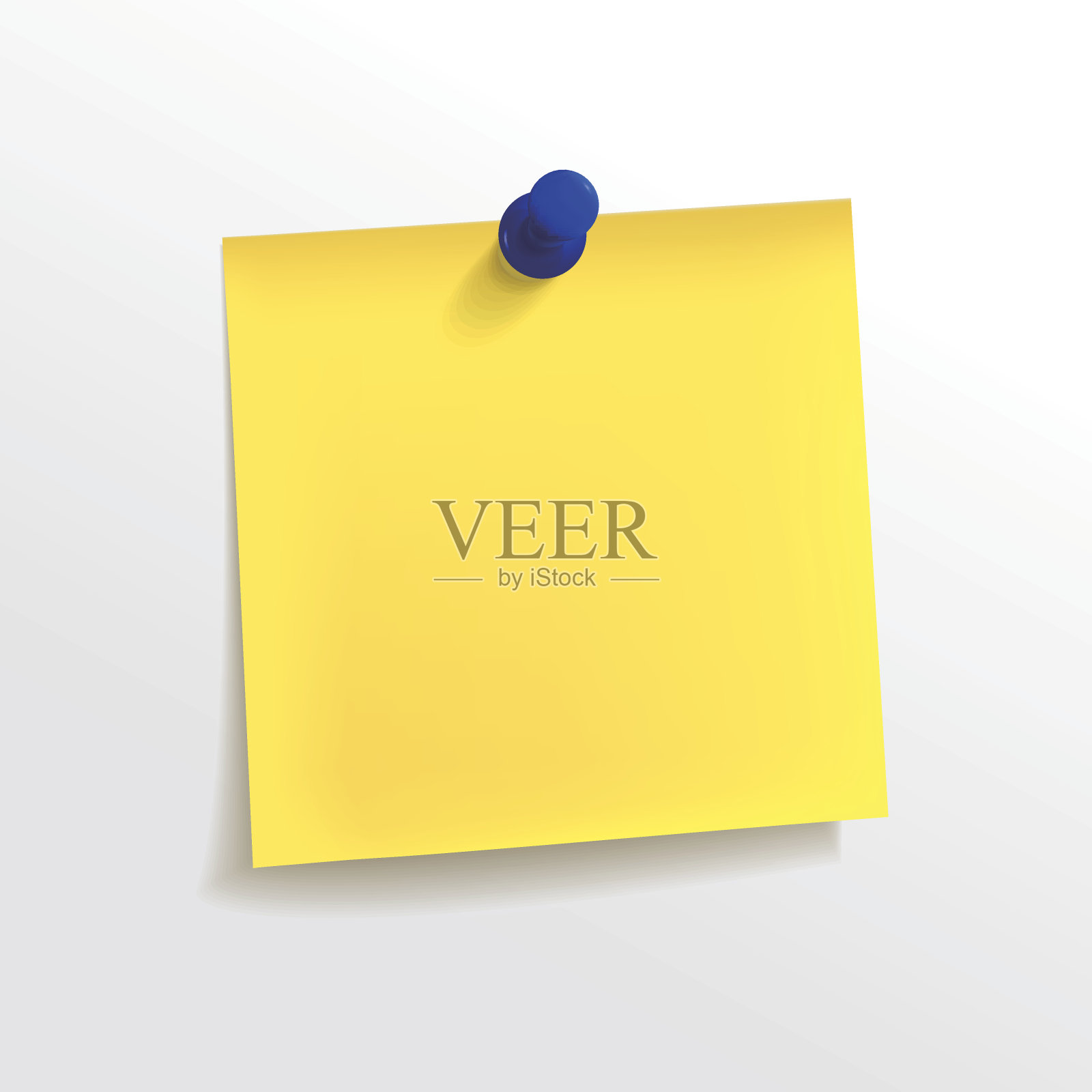 带别针的黄色空白便条纸插画图片素材