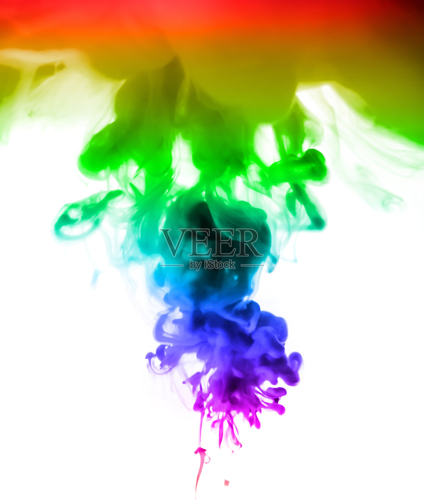 丙烯酸和油墨在水中。抽象的背景帧。孤立在白色照片摄影图片