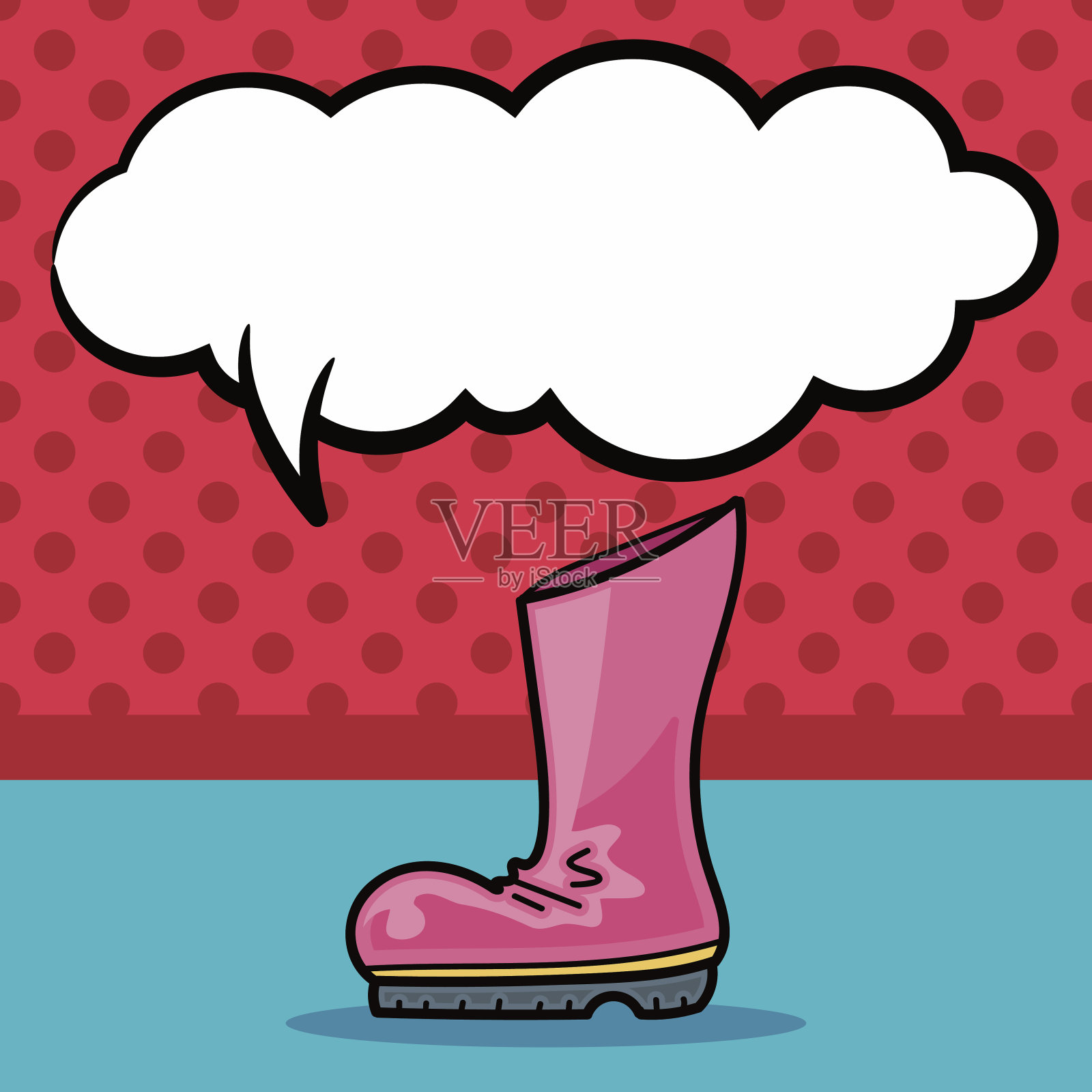 雨靴涂鸦，言语泡泡插画图片素材