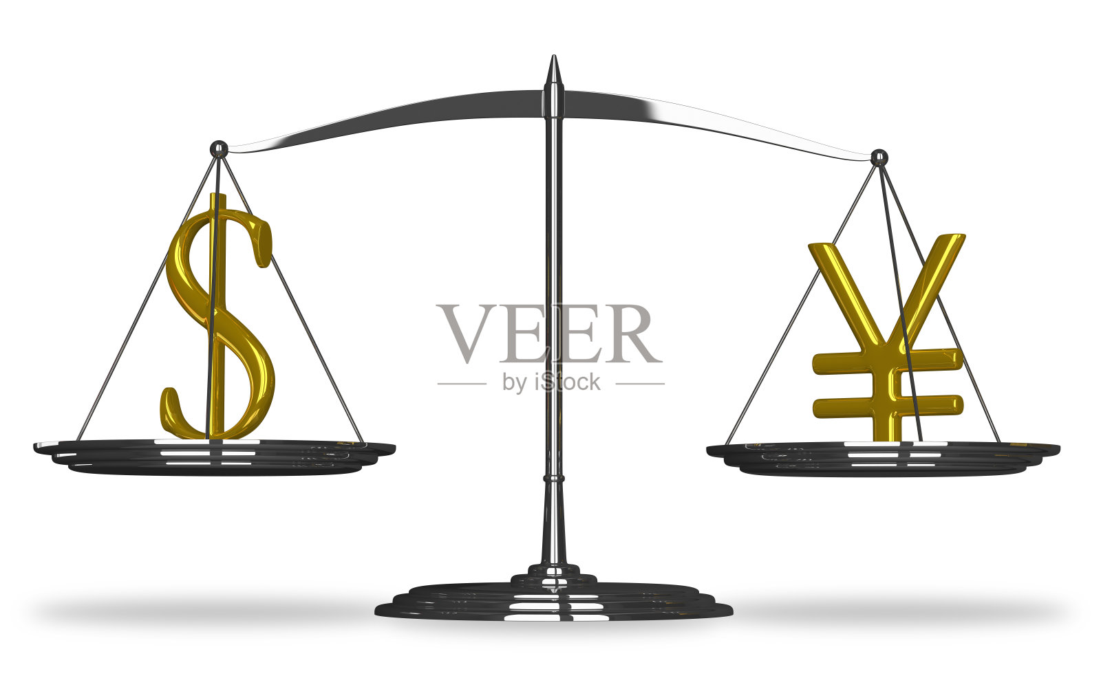 美元和人民币在天平上有符号照片摄影图片