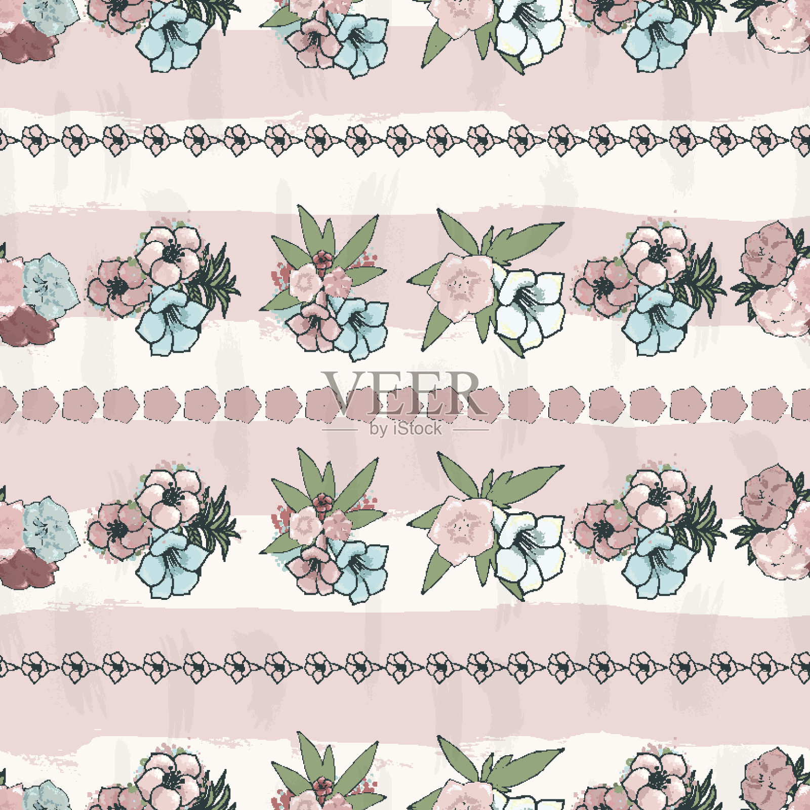 奇异多彩的鲜花套装插画图片素材