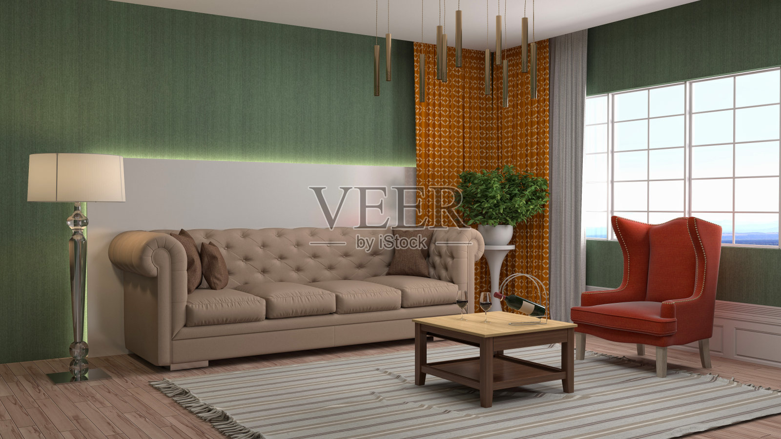 室内客厅。三维演示照片摄影图片