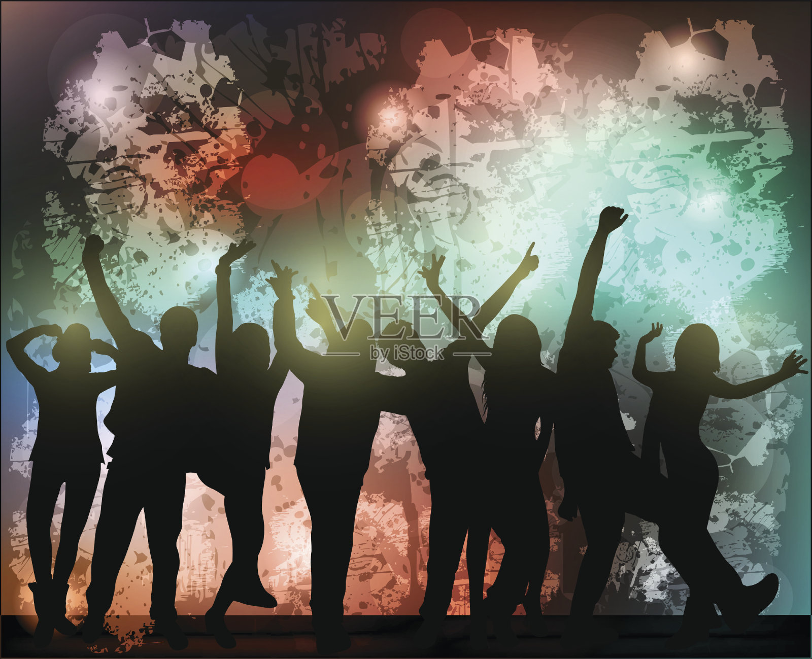 跳舞的人的轮廓插画图片素材