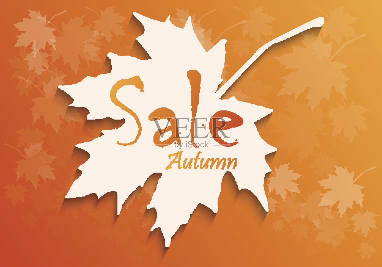 金秋，四季销售，树叶花束，手工绘制，抽象矢量设计艺术设计元素图片