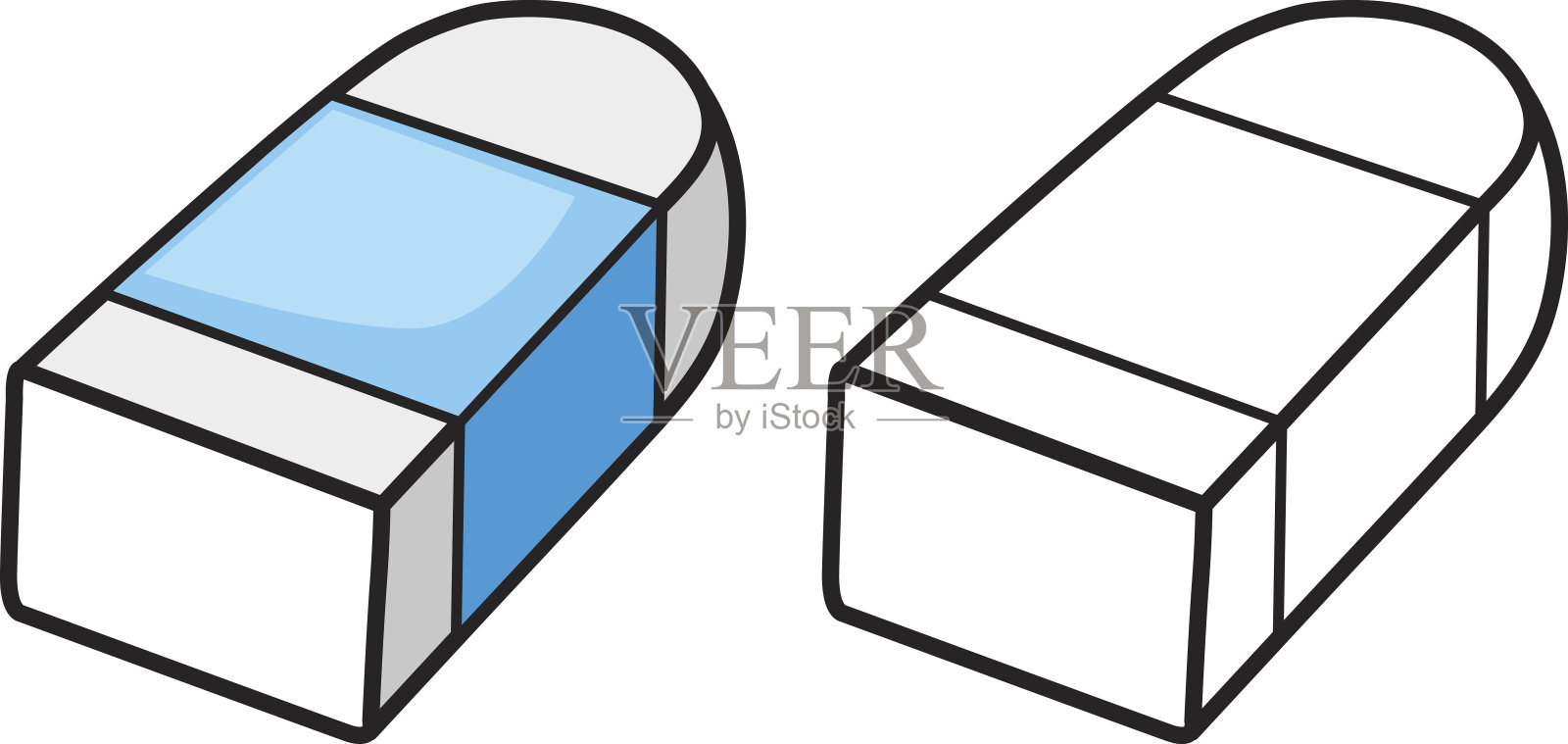 彩色和黑白橡皮着色书插画图片素材