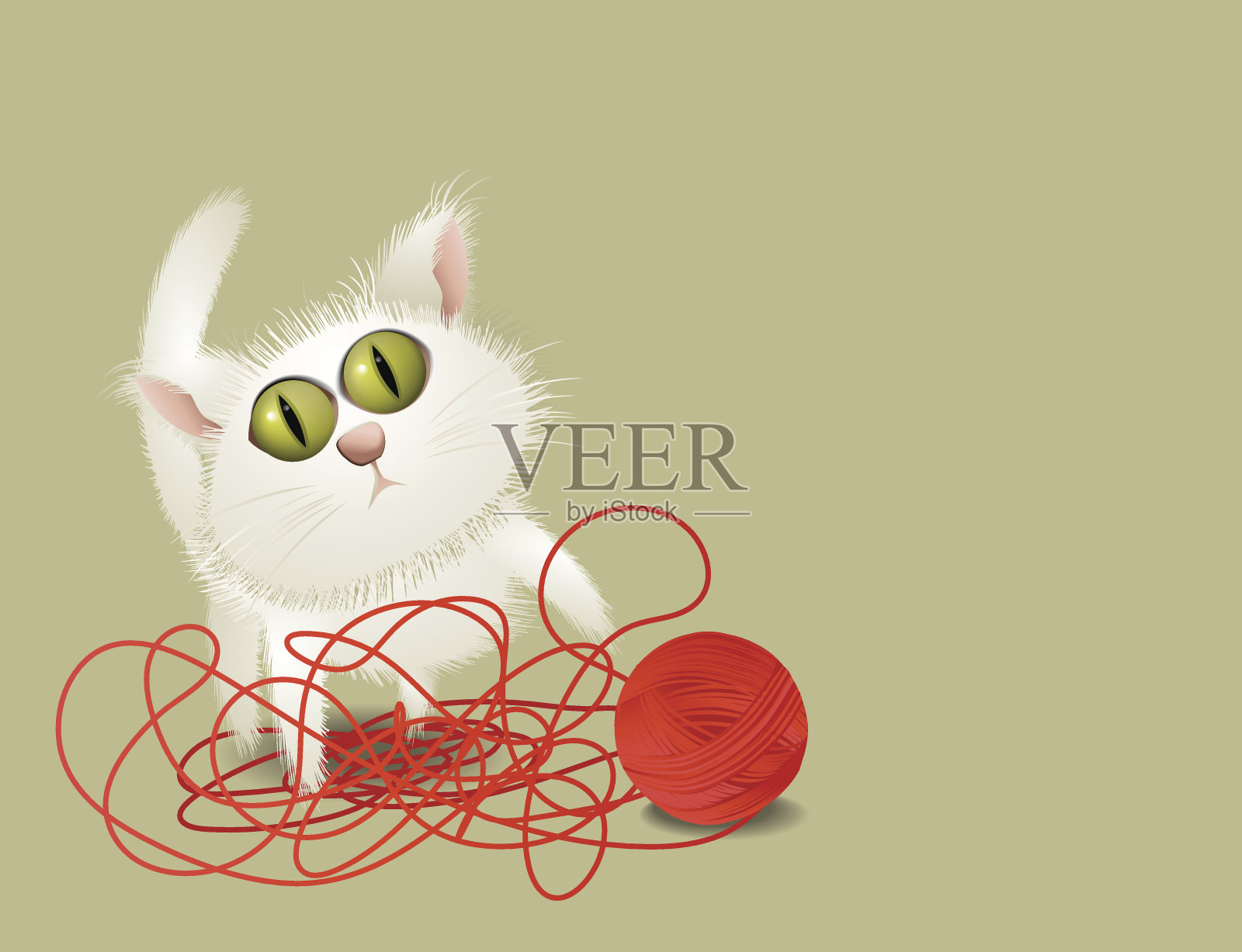 小猫在玩毛线球插画图片素材