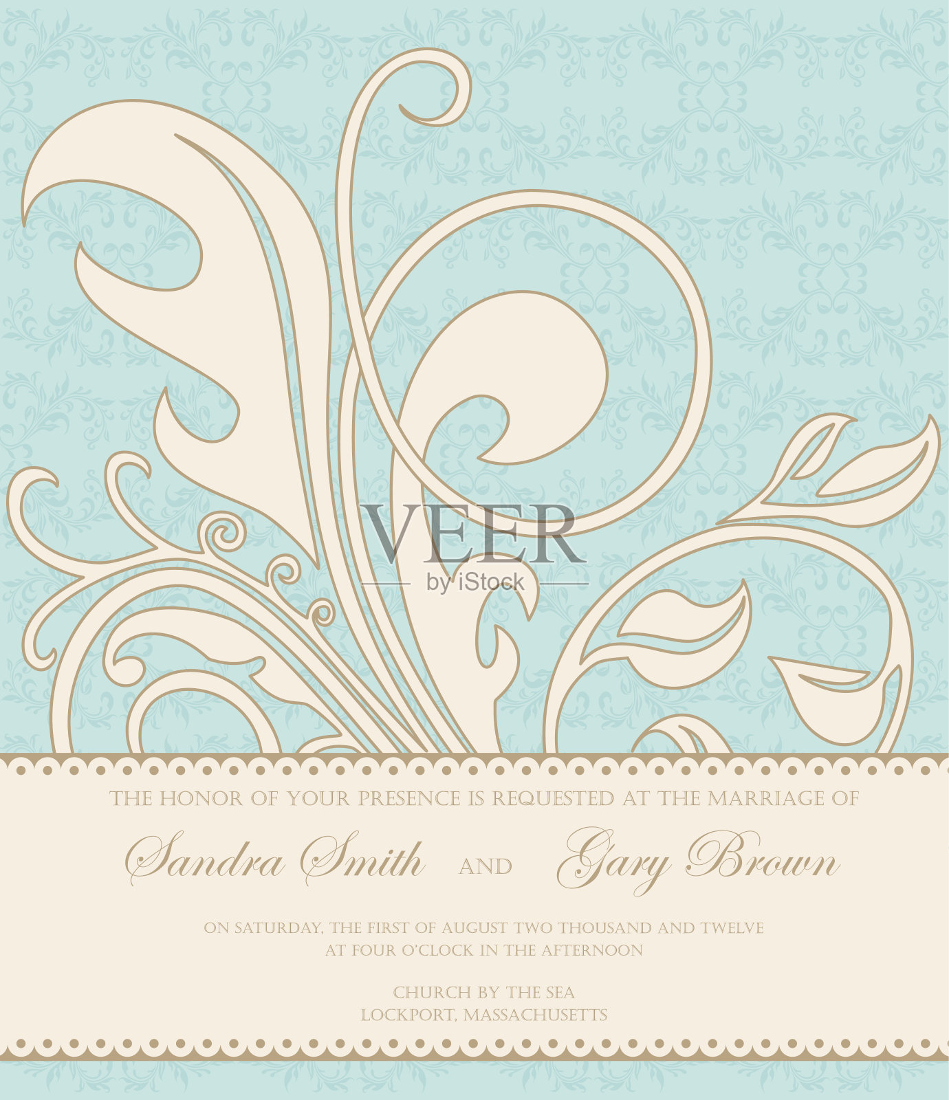 婚礼请帖或公告卡设计模板素材