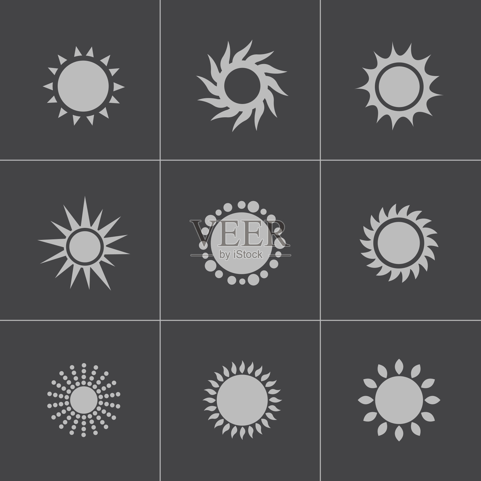 向量黑太阳图标设置图标素材