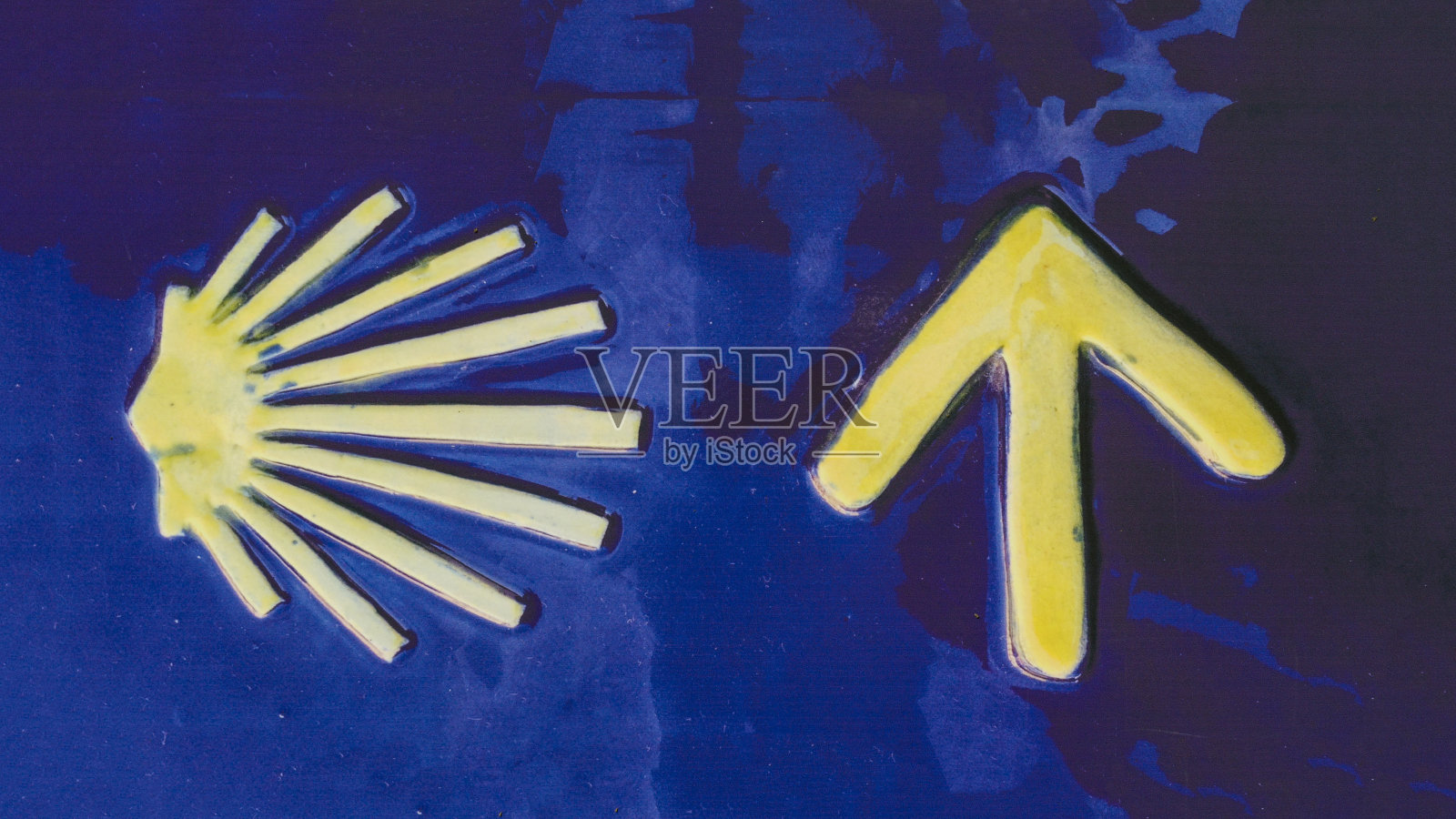 黄色和蓝色标志代表圣詹姆斯路照片摄影图片