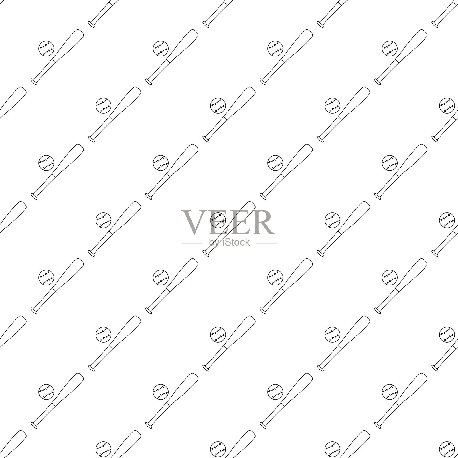 棒球无缝图案插画图片素材