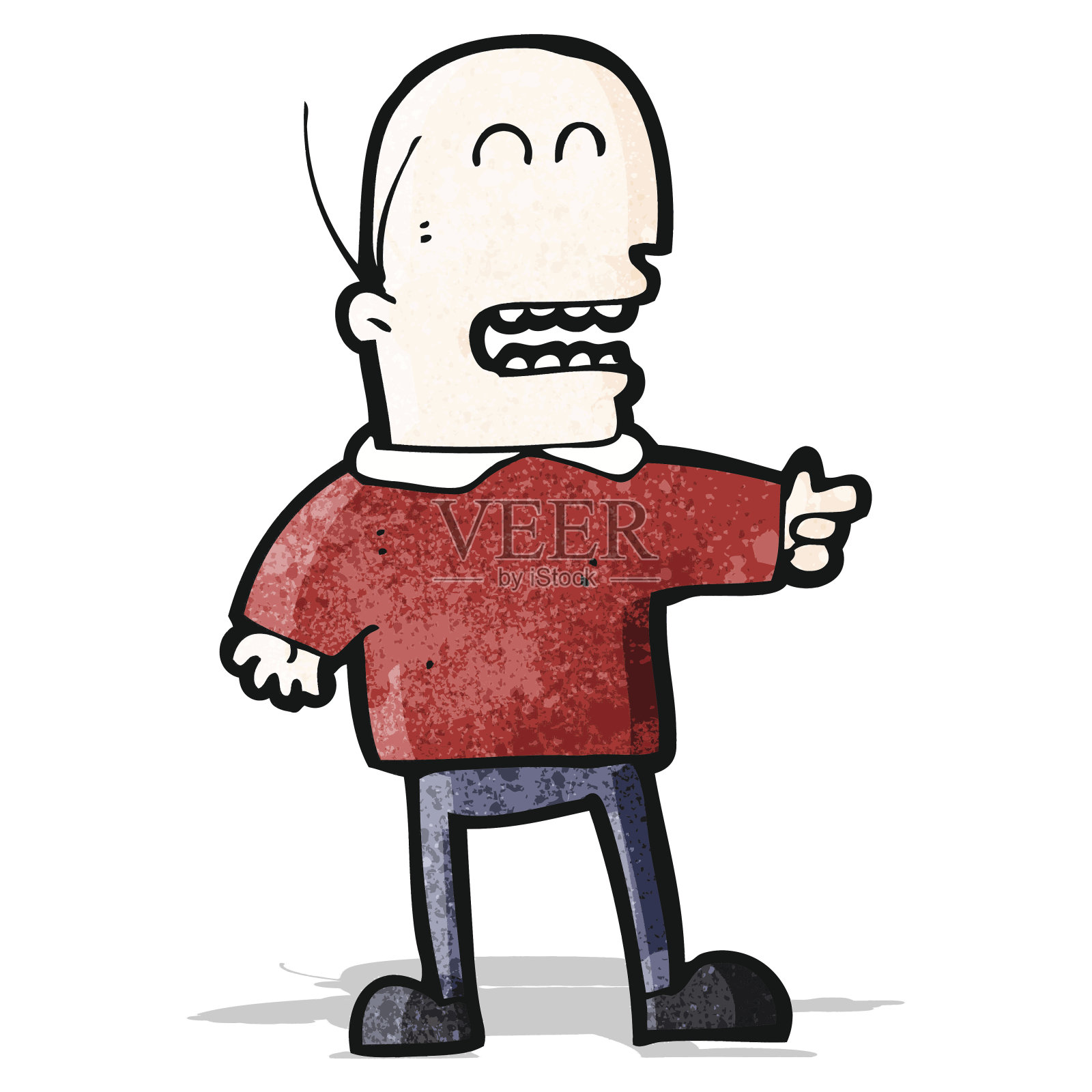 卡通光头男子指点嘲笑设计元素图片