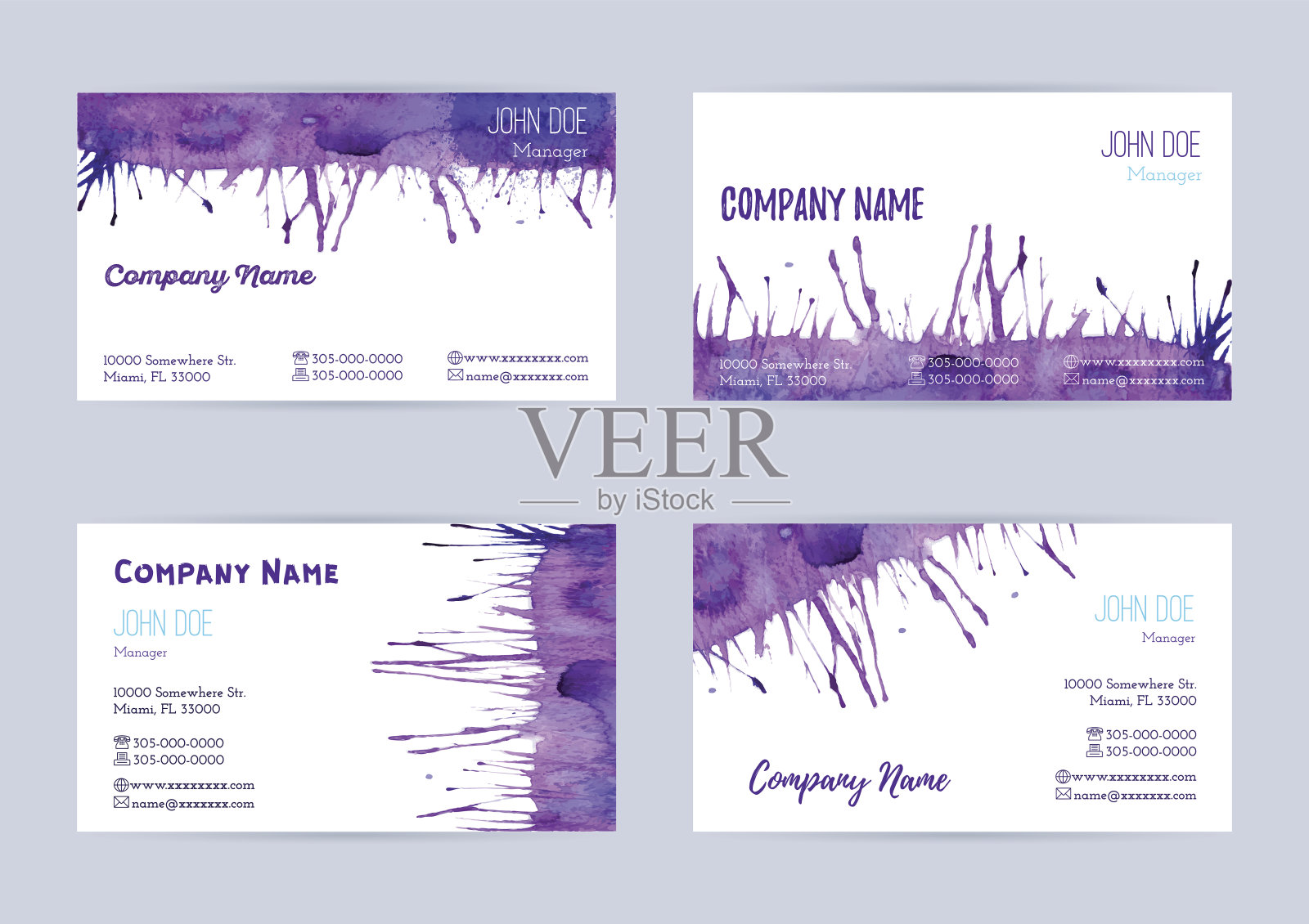 一套水彩名片设计模板素材