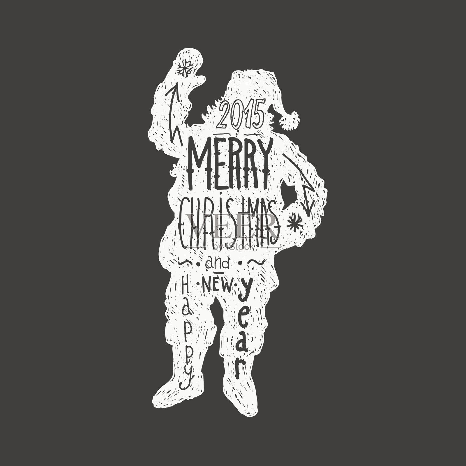 圣诞老人抽象孤立在黑色背景，矢量插图插画图片素材