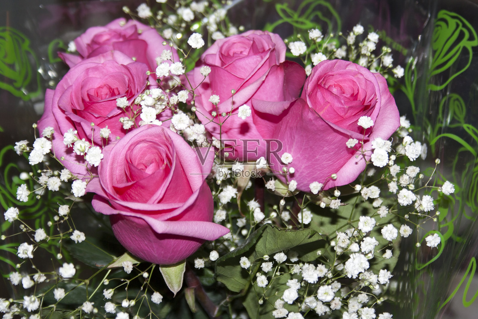 一束粉红色的玫瑰特写照片摄影图片