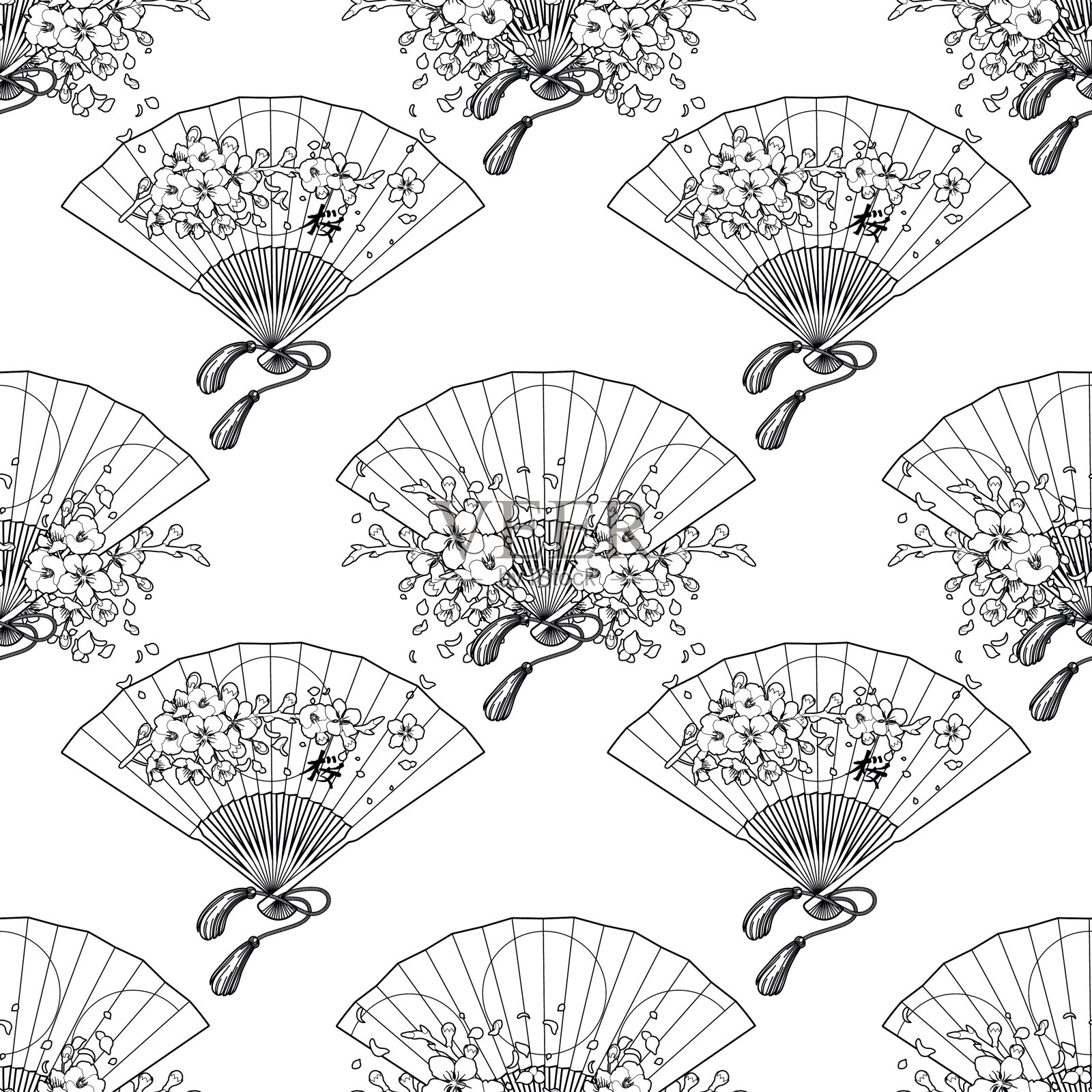 花扇插画图片素材