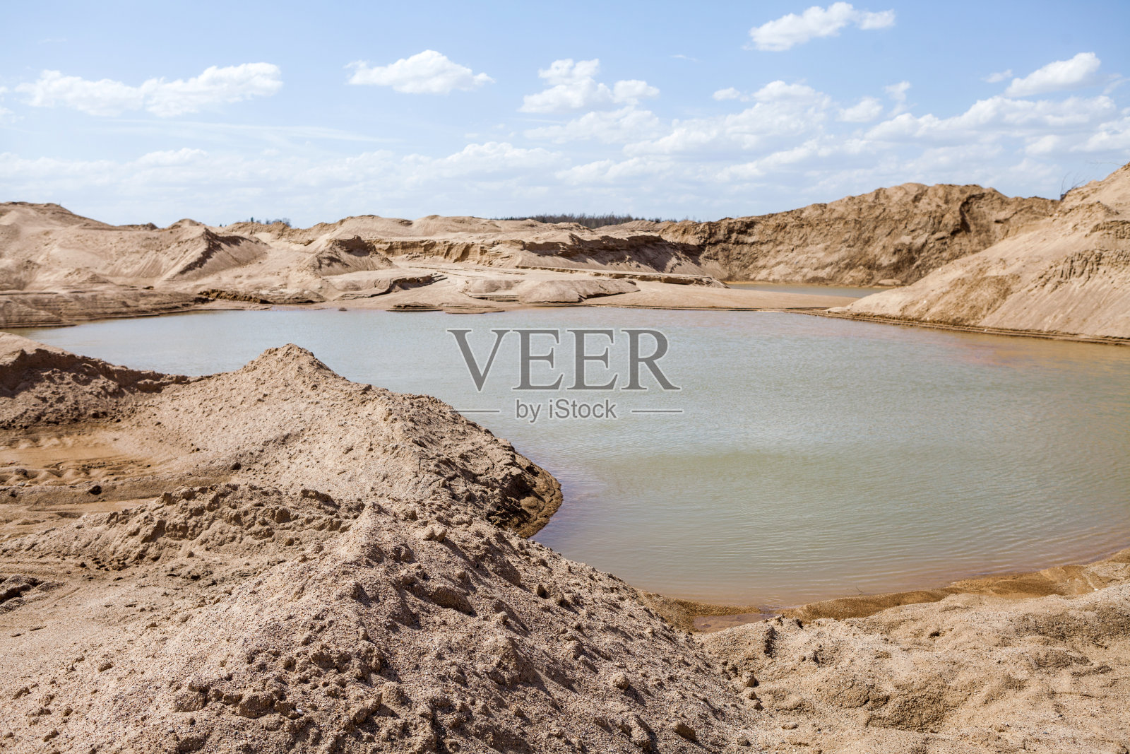 沙山、湖采砂场照片摄影图片