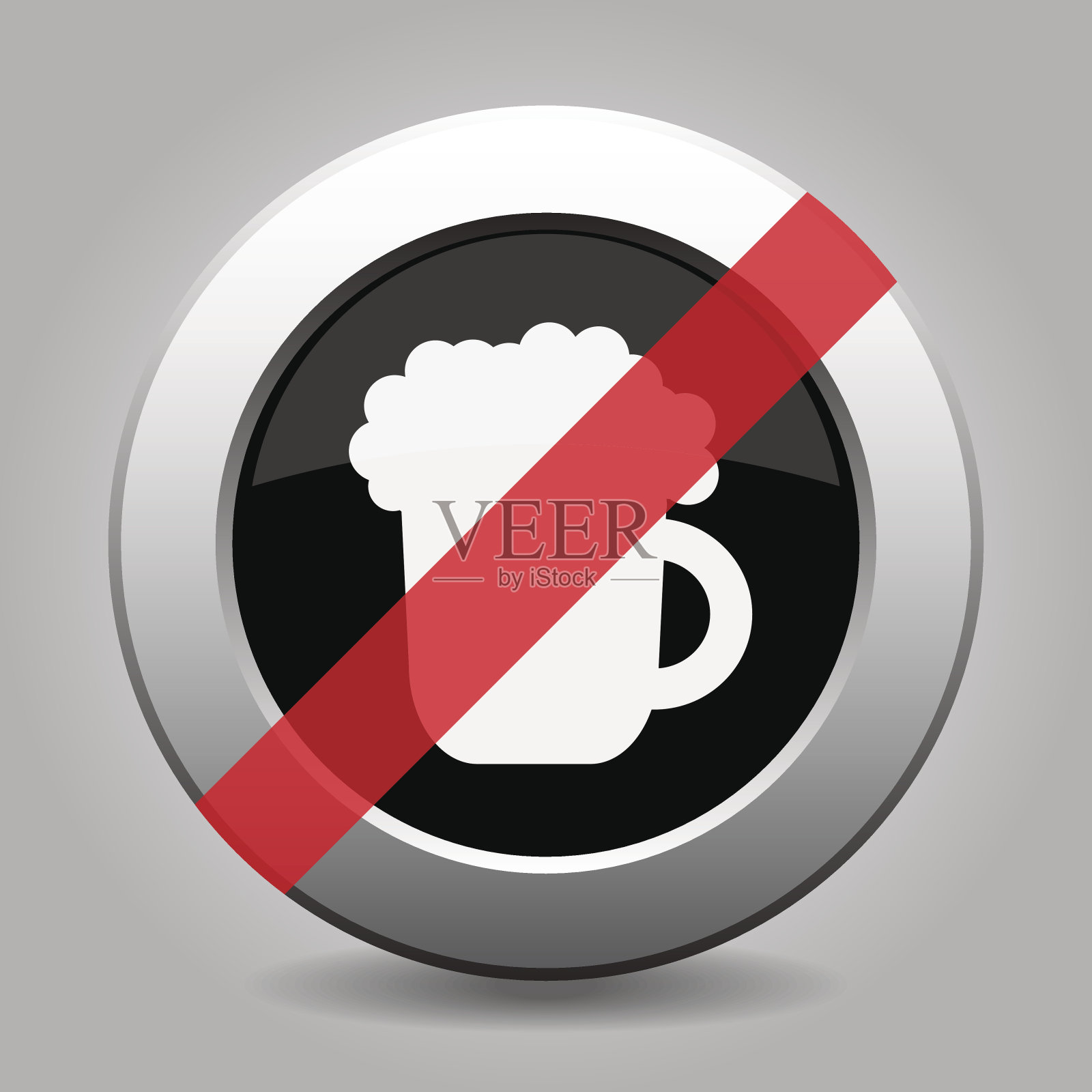 灰色铬按钮-没有啤酒插画图片素材